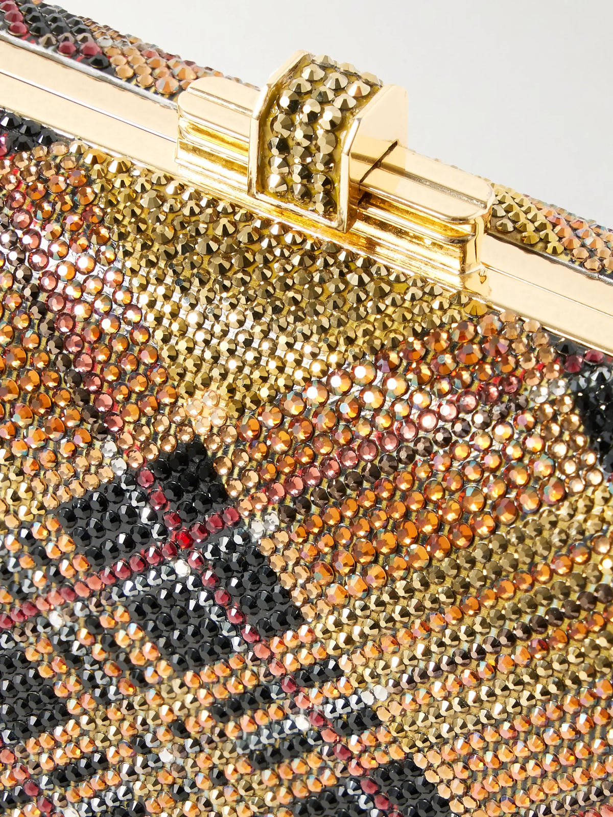 Long Slide Crystal-embellished Gold-tone Clutch