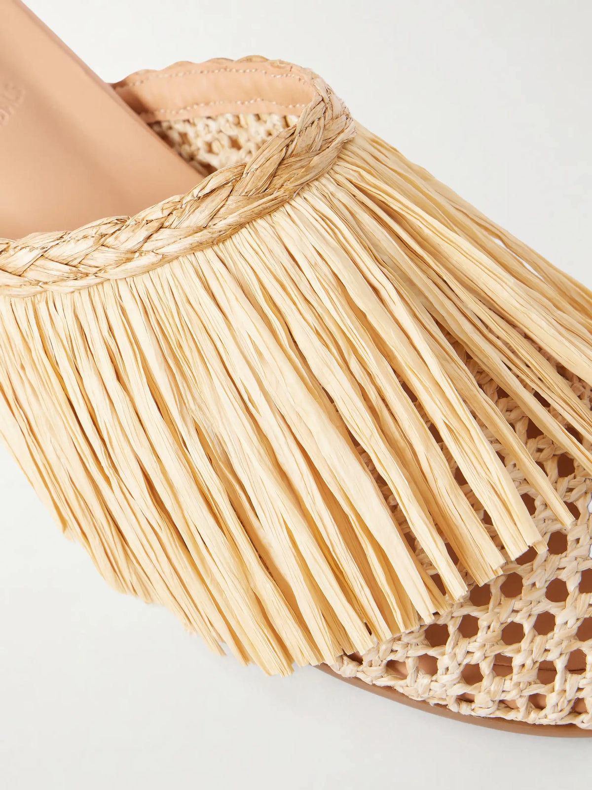 Fringe Raffia Slip-on Flats