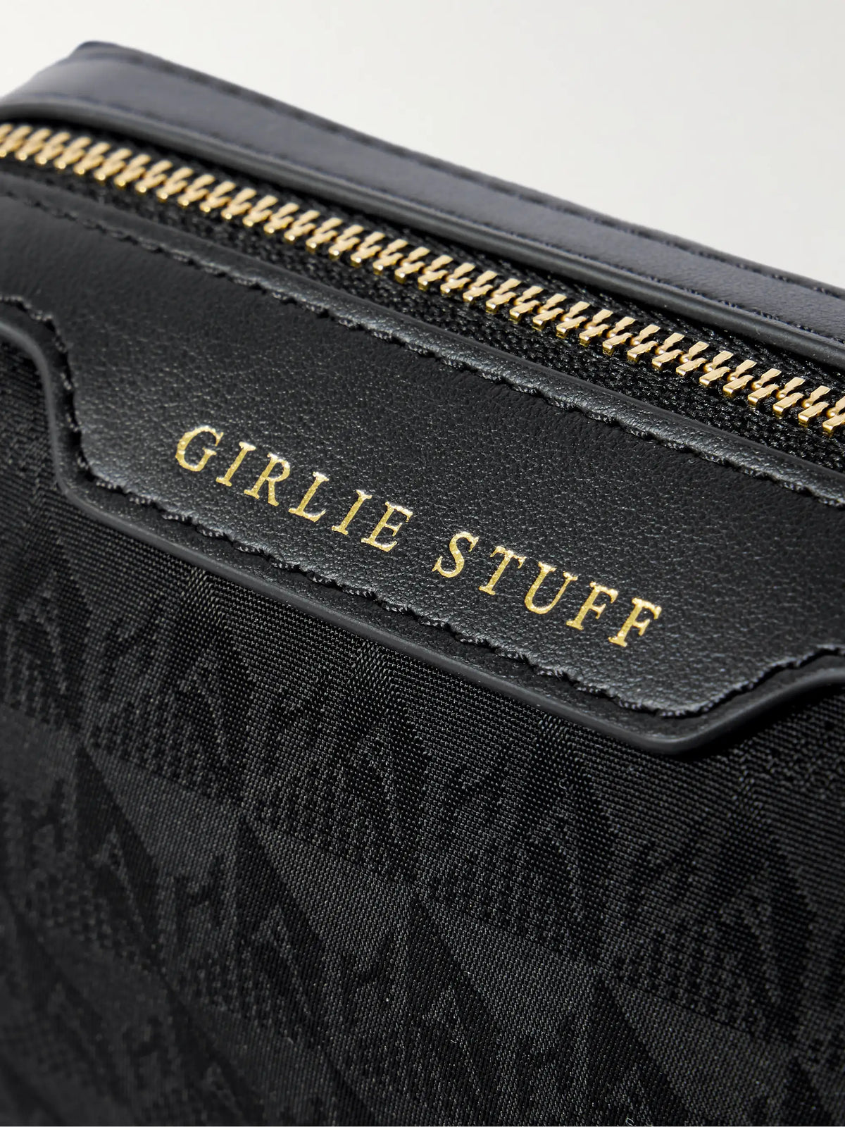 Girlie Stuff Leather-trimmed Jacquard Cosmetics Case