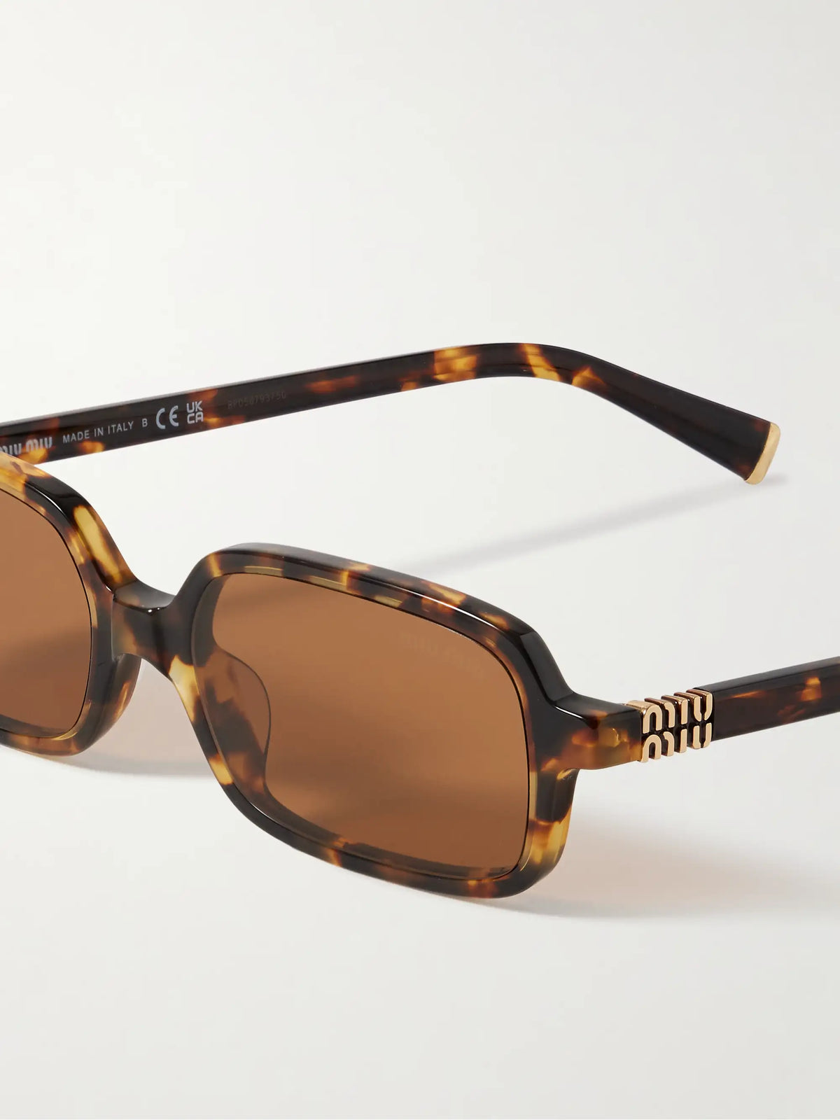 Rectangular-frame Tortoiseshell Acetate Sunglasses
