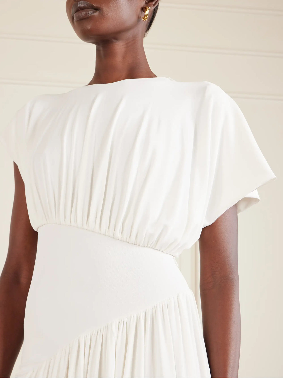 Asymmetric Draped Stretch-crepe Midi Dress