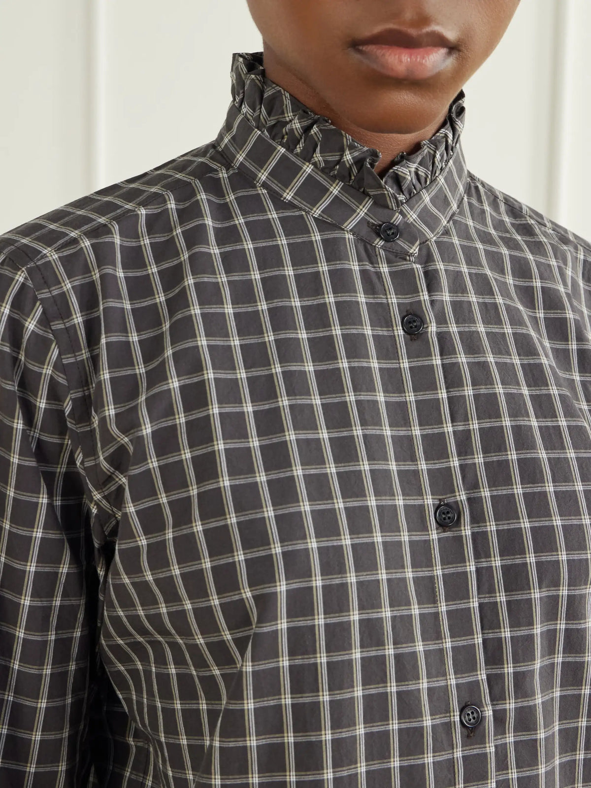 Nili Lotan Elio Ruffle-trimmed Checked Cotton Shirt