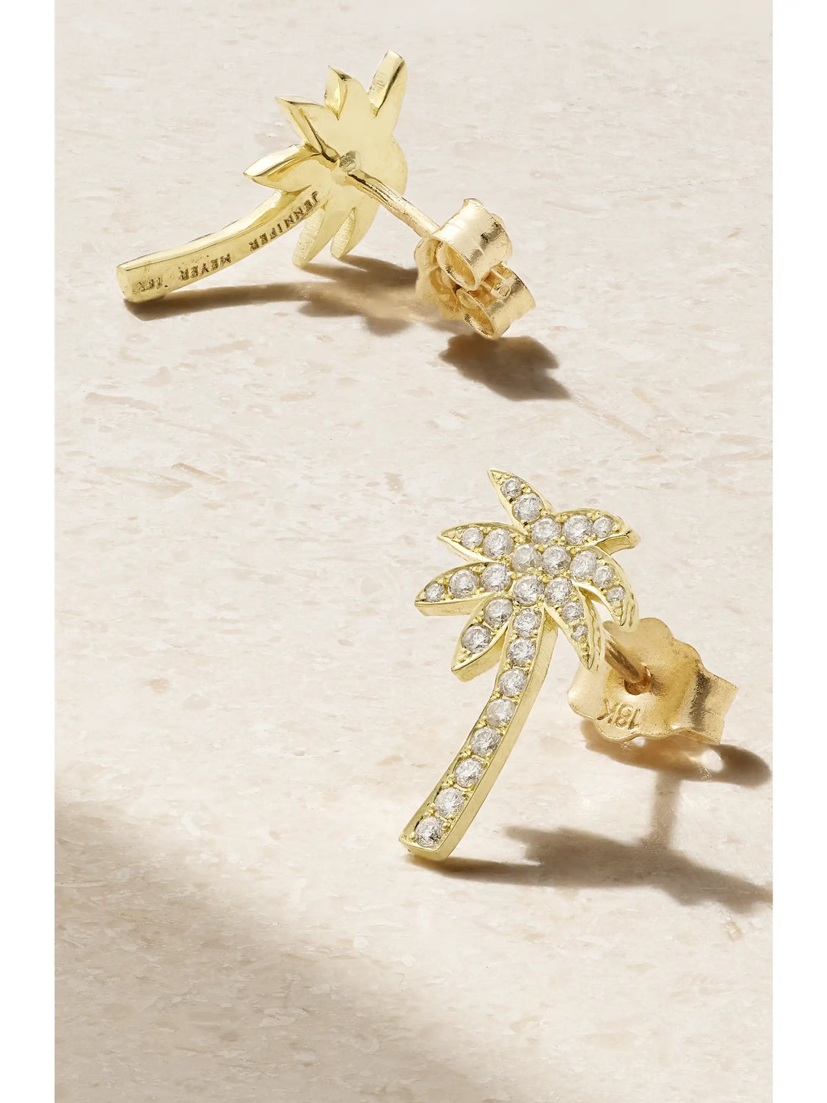 Mini Palm Tree 18-karat Gold Diamonds Earrings