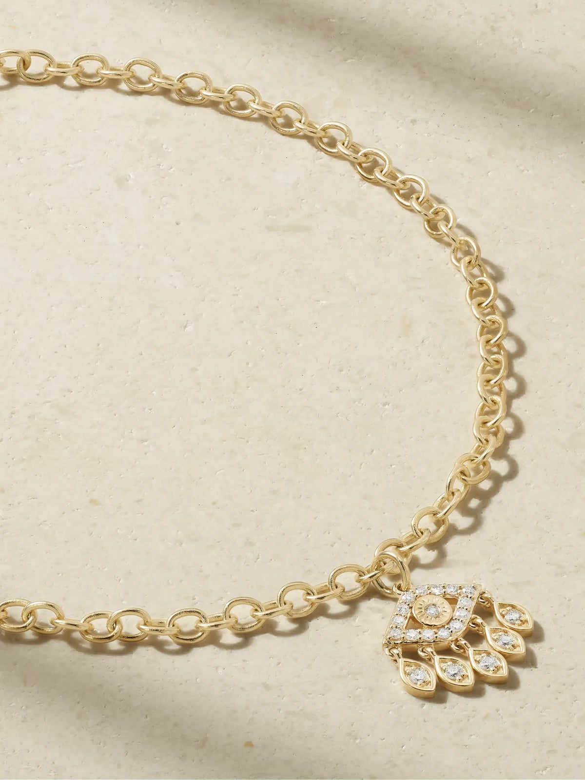 Evil Eye 14-karat Gold Diamond Anklet
