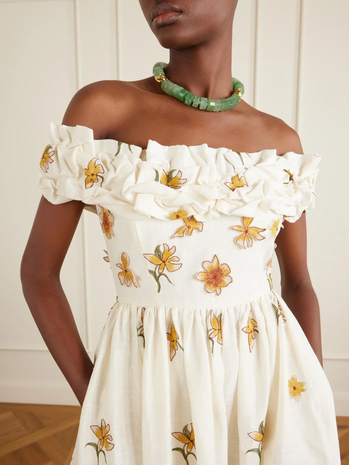 Agua by Agua Bendita Espliegov Linen-floral Maxi Dress