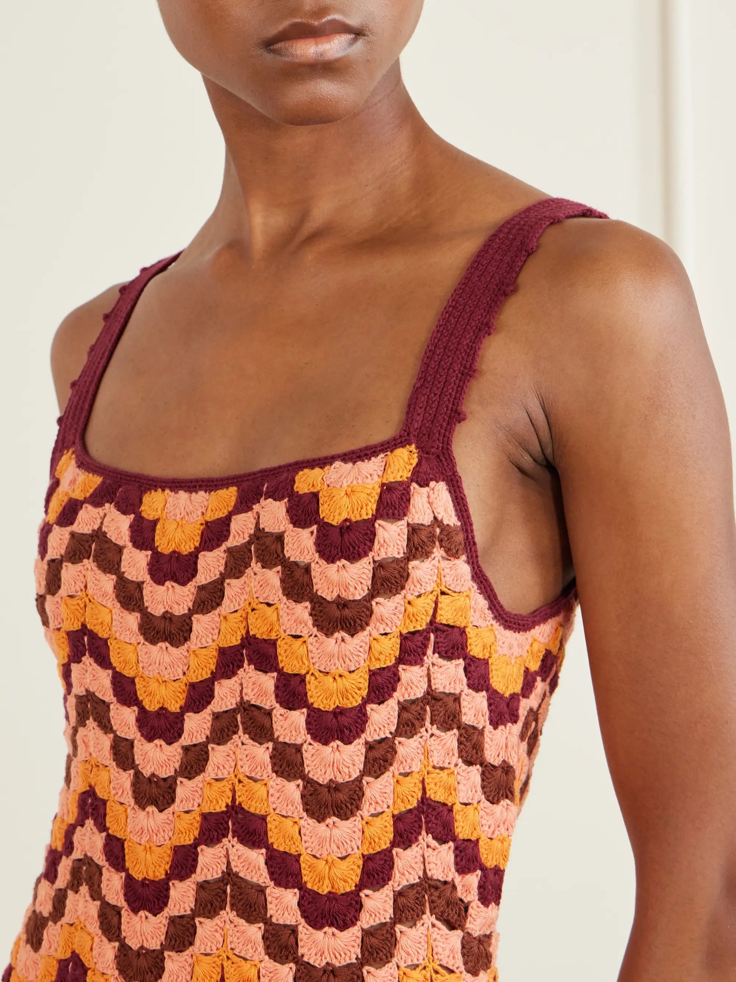 Marea Striped Crocheted Cotton Maxi Dress