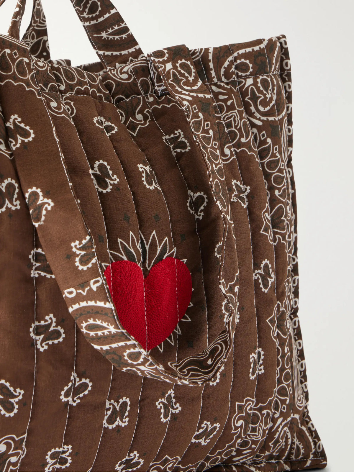 CALL IT BY YOUR NAME Maxi Cabas Matelassé Embroidered Bandana-printed Padded Cotton-canvas Tote