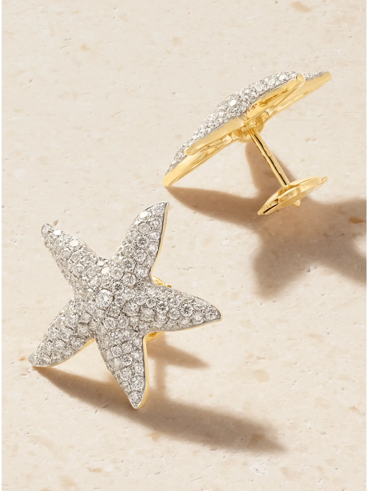 Yvonne Léon Etoile De Mer Maxi 18-karat Gold And Diamond Earrings