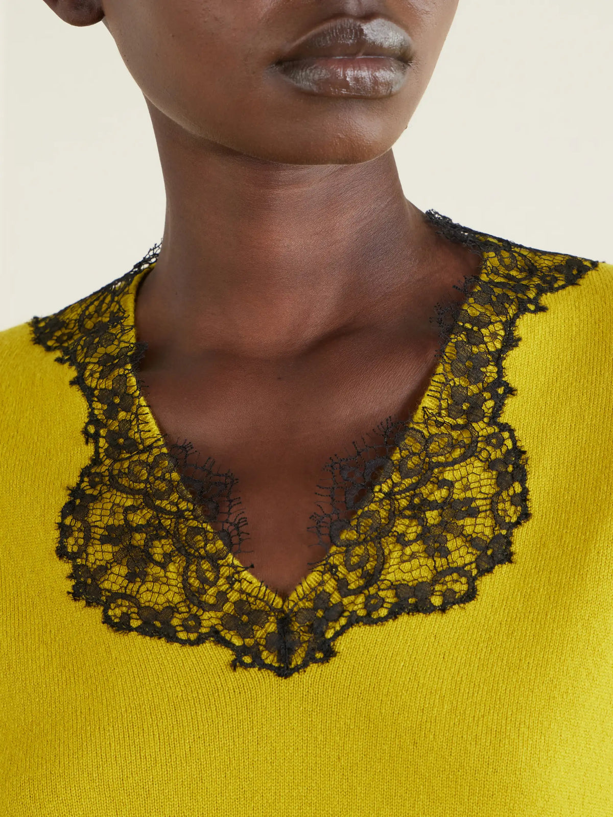 Lace-trimmed Cashmere Sweater