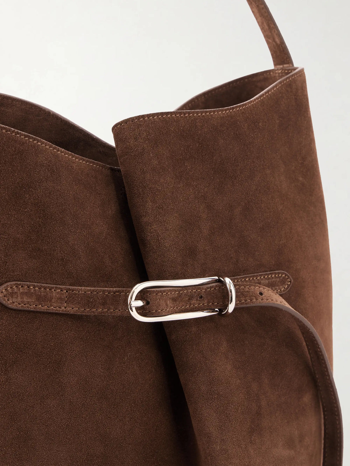 Buckled Large Suede Shoulder Bag