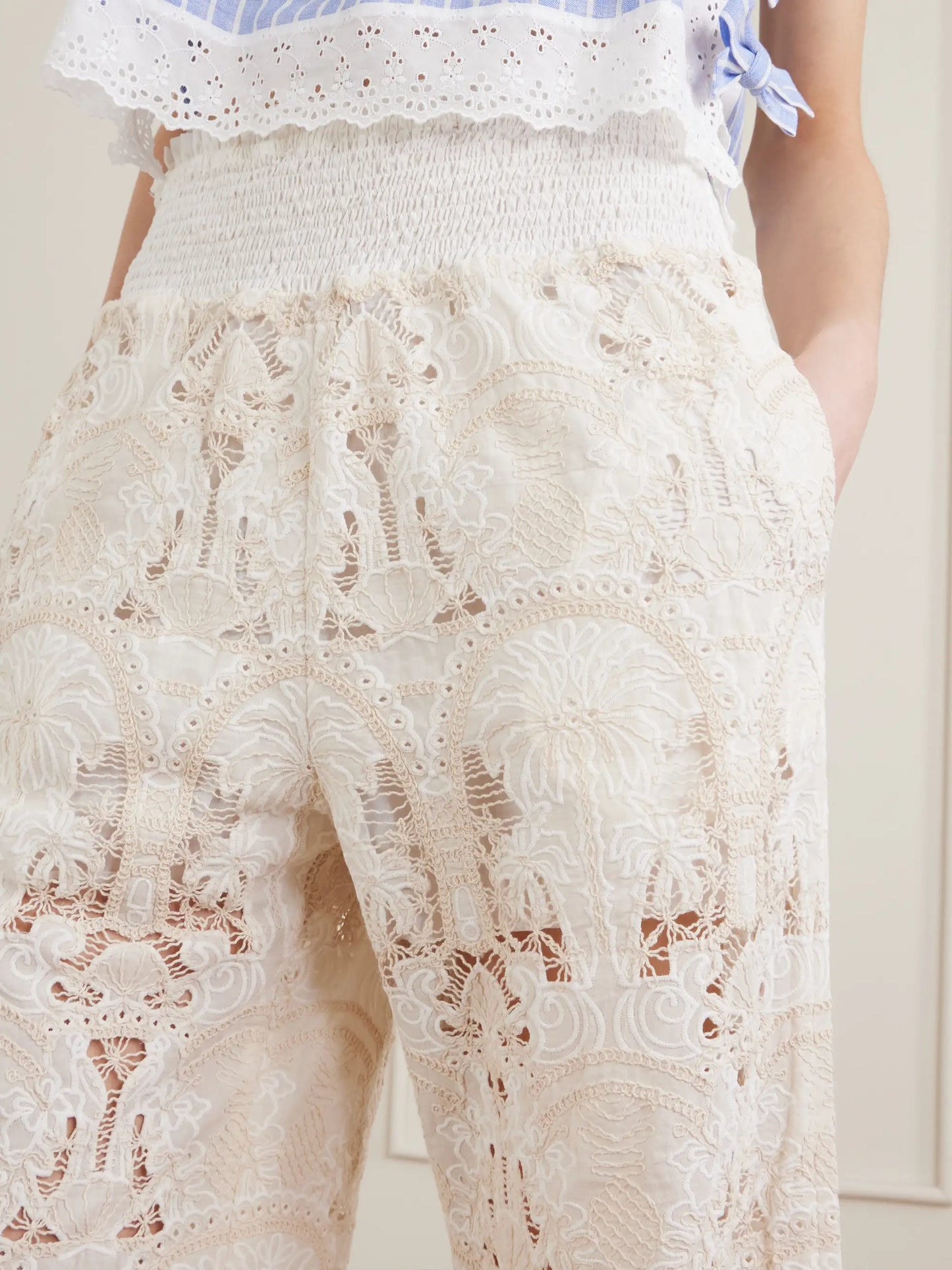 Speranza Corded Lace Cotton-blend Straight-leg Pants