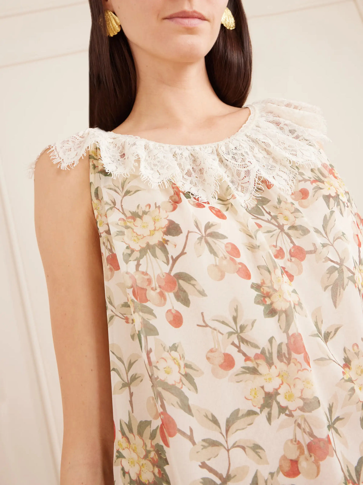 Paloma Lace-trimmed Floral-print Silk-chiffon Mini Dress