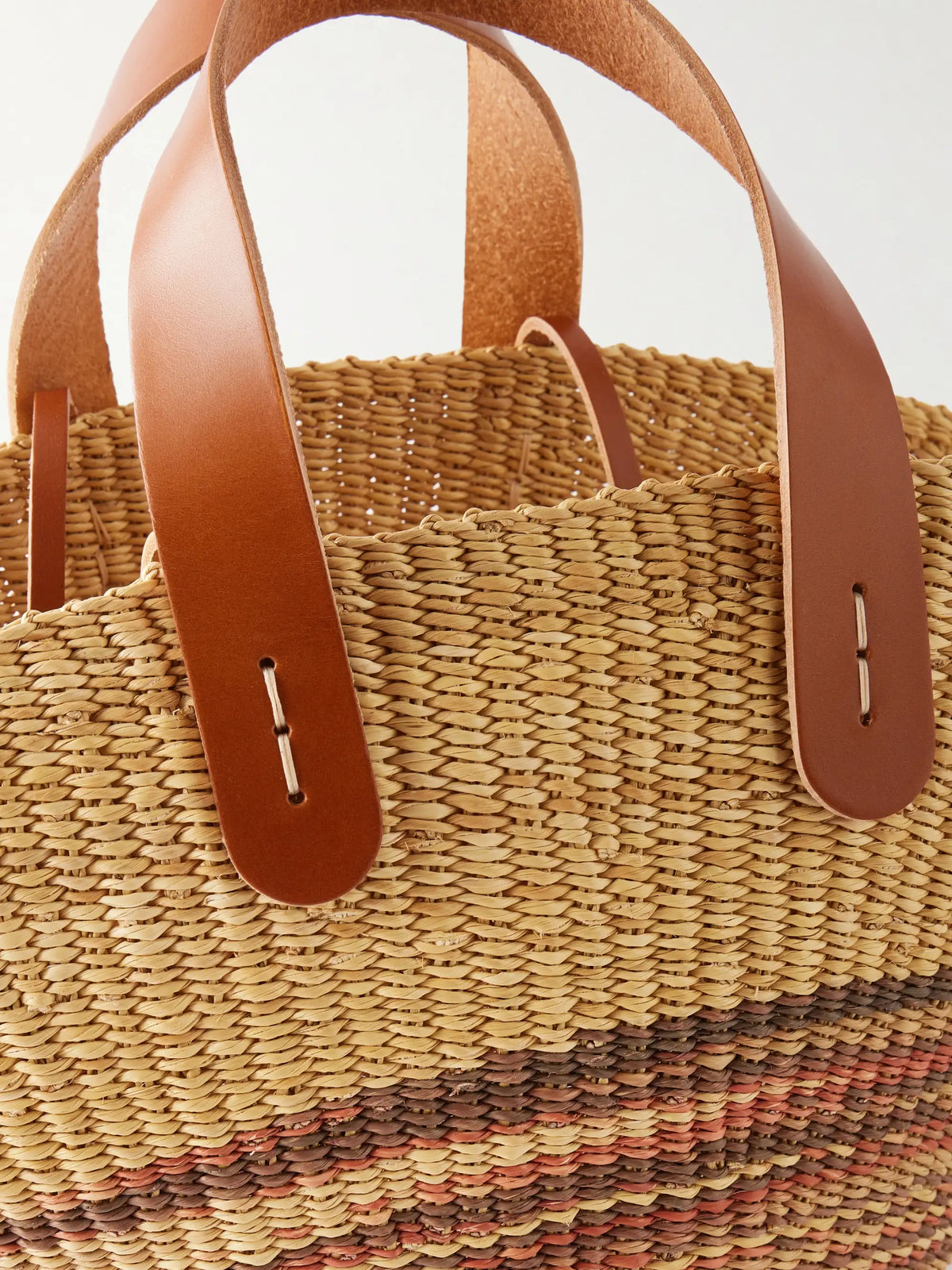 Pacha Striped Leather-trimmed Raffia Tote