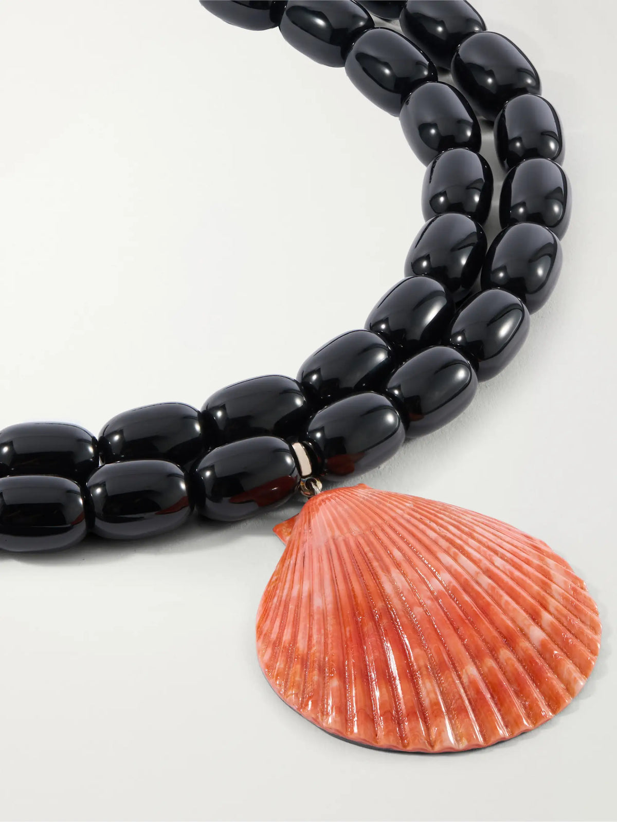 Luma Rhodium-pleated, Onyx, Shell And Resin Beaded Necklace