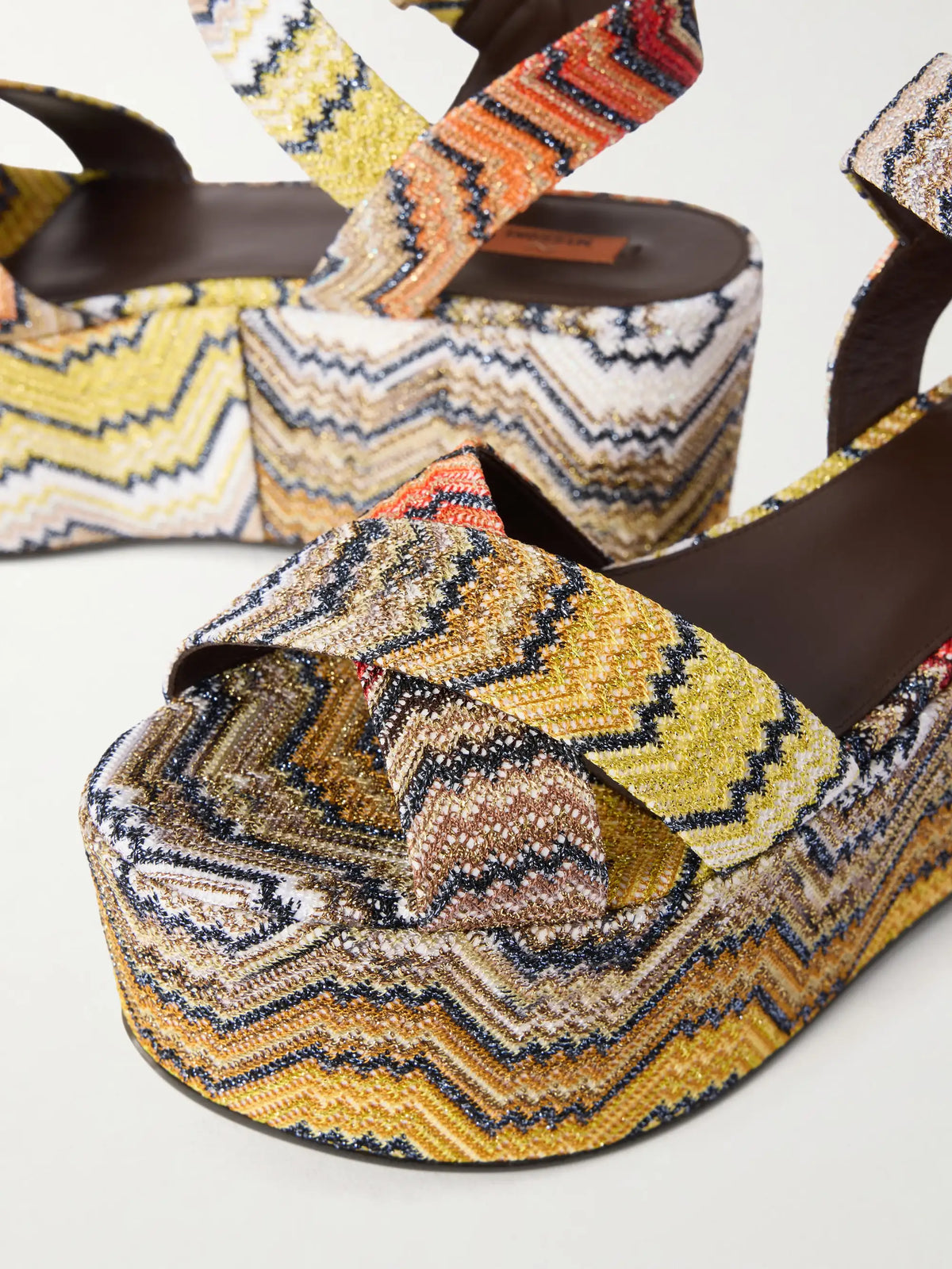 Julia Striped Woven Lurex Platform Sandals
