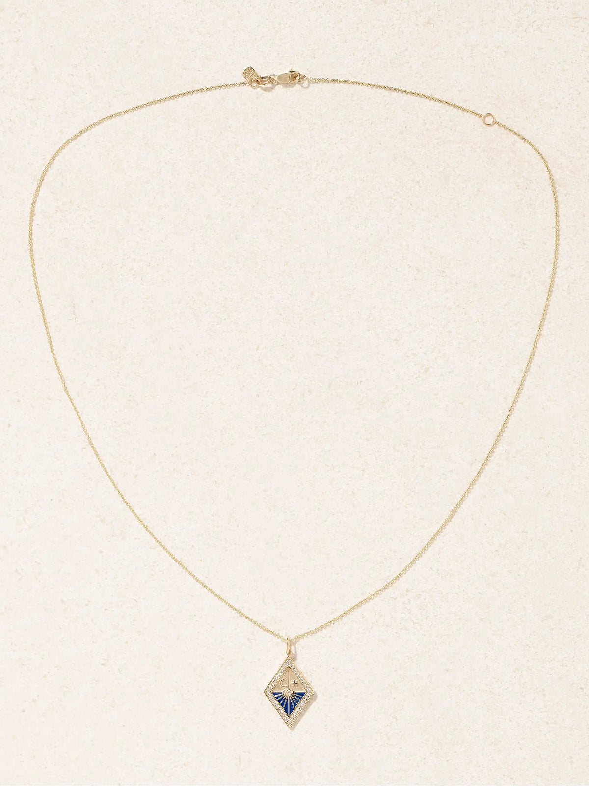 Sundial 14-karat Gold, Enamel And Diamond Necklace