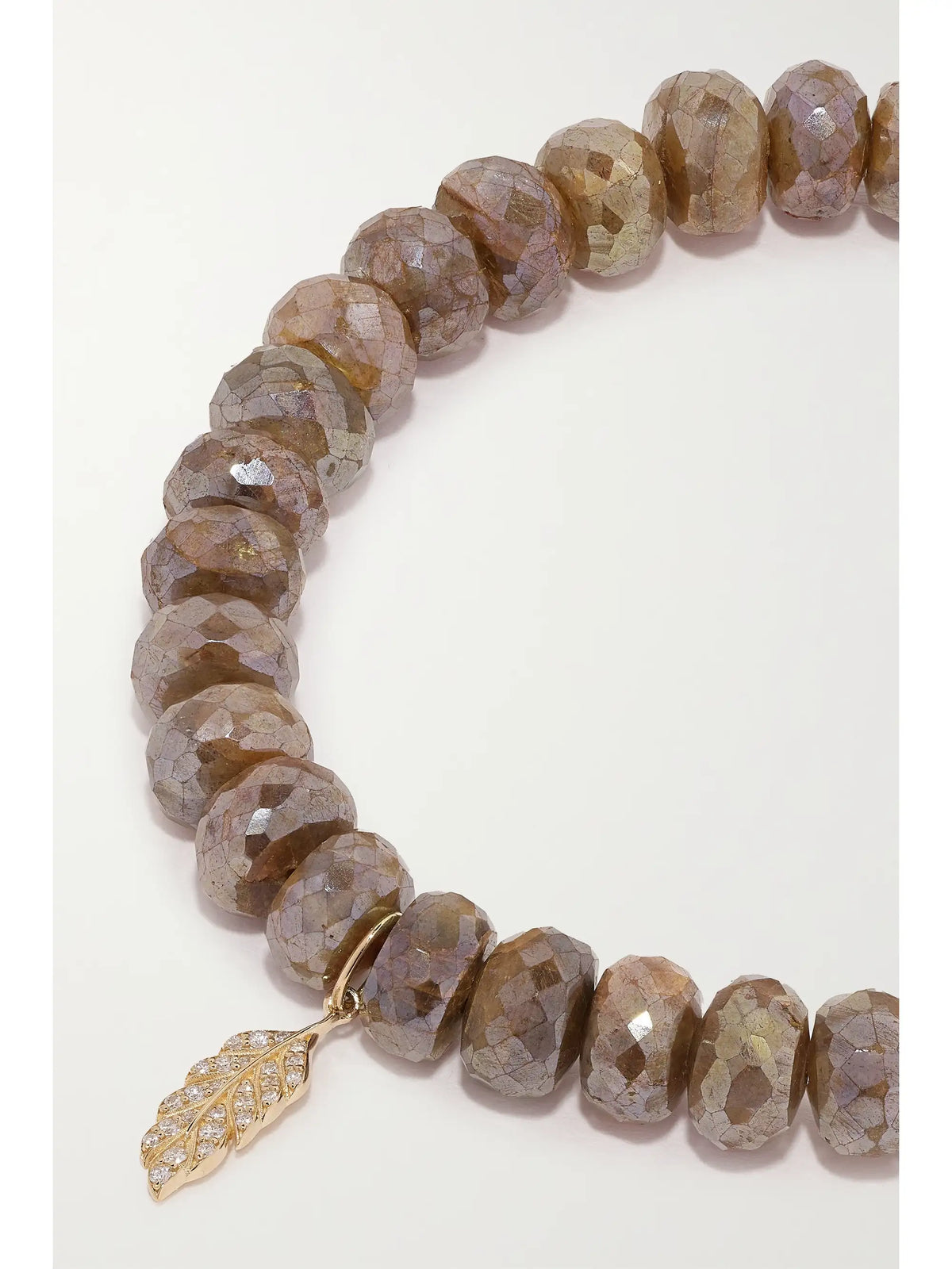 Tiny Feather 14-karat Gold, Labradorite And Diamond Bracelet