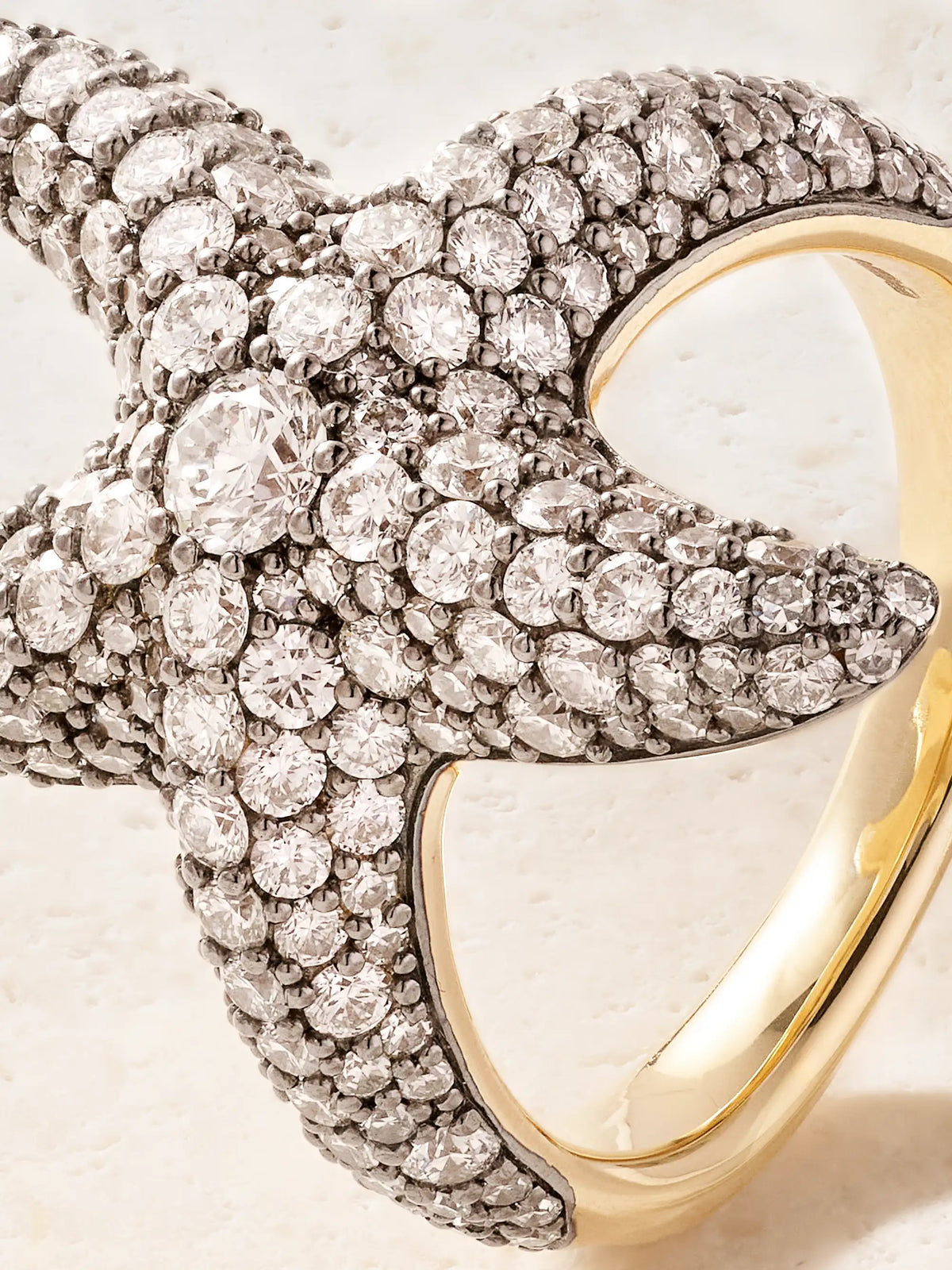 Sea Star Ring 14-karat Gold Rhodium-plated Diamond Ring
