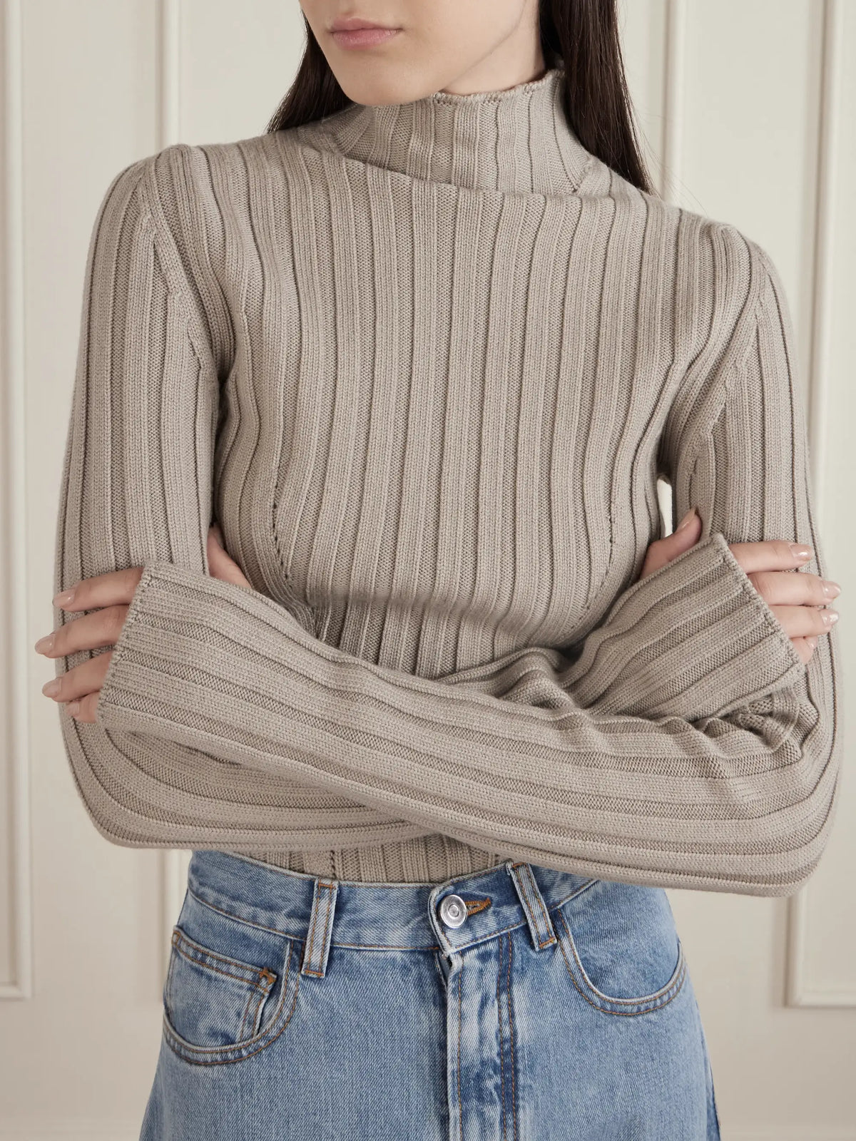Alaïa Ribbed Wool Turtleneck Bodysuit