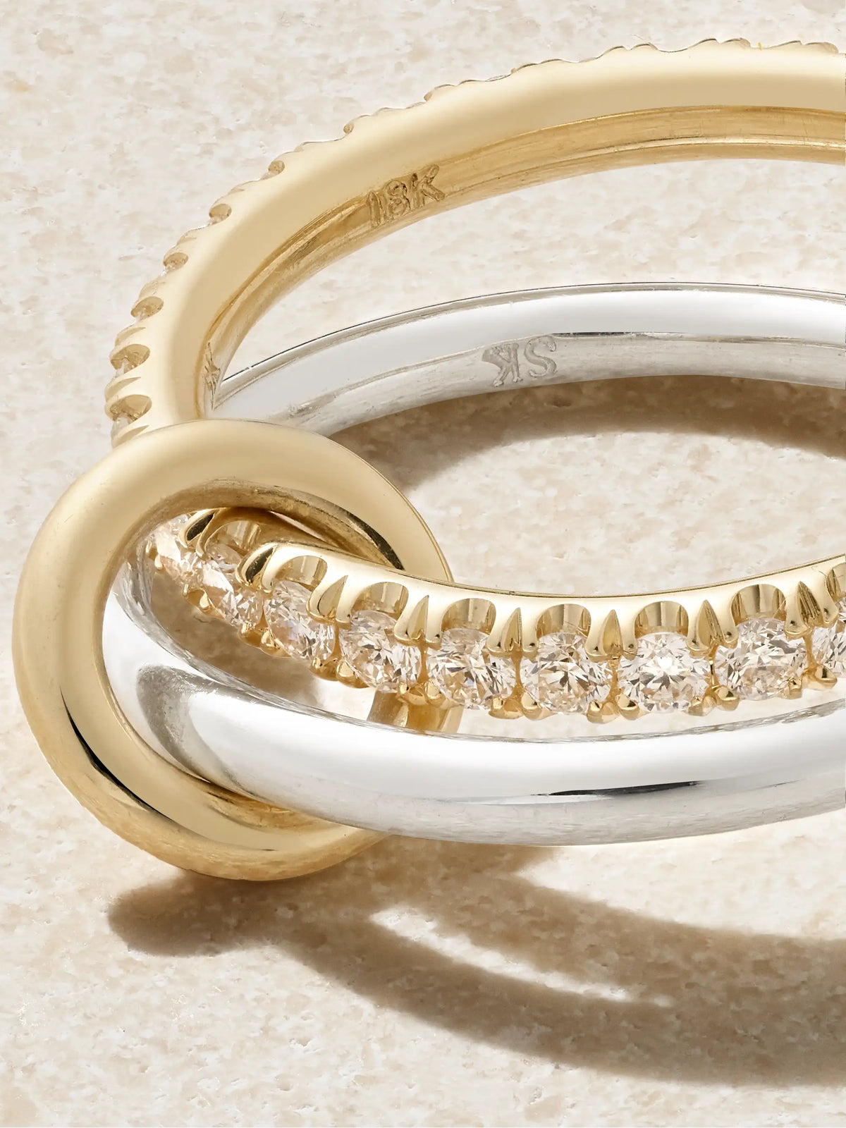 Emi Set Of Two 18-karat Gold And Sterling Silver Diamond Rings