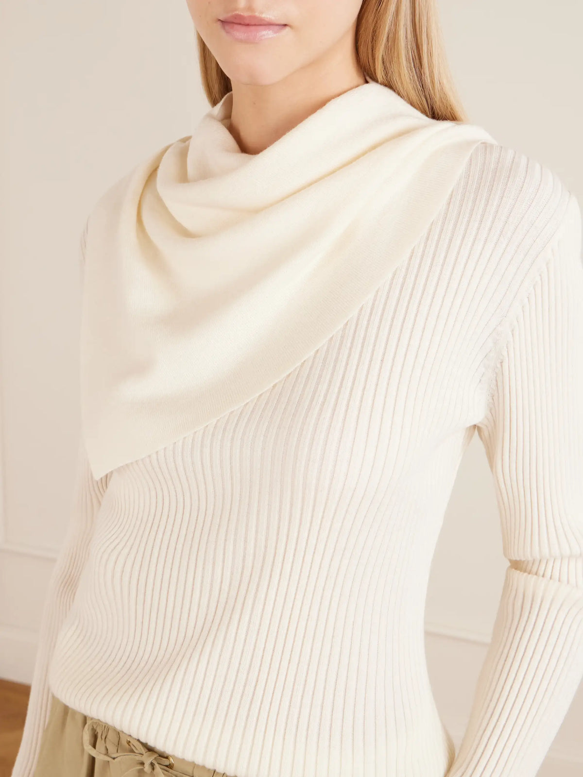 Zimmermann Valiant Scarf-detailed Ribbed-knit Wool Sweater