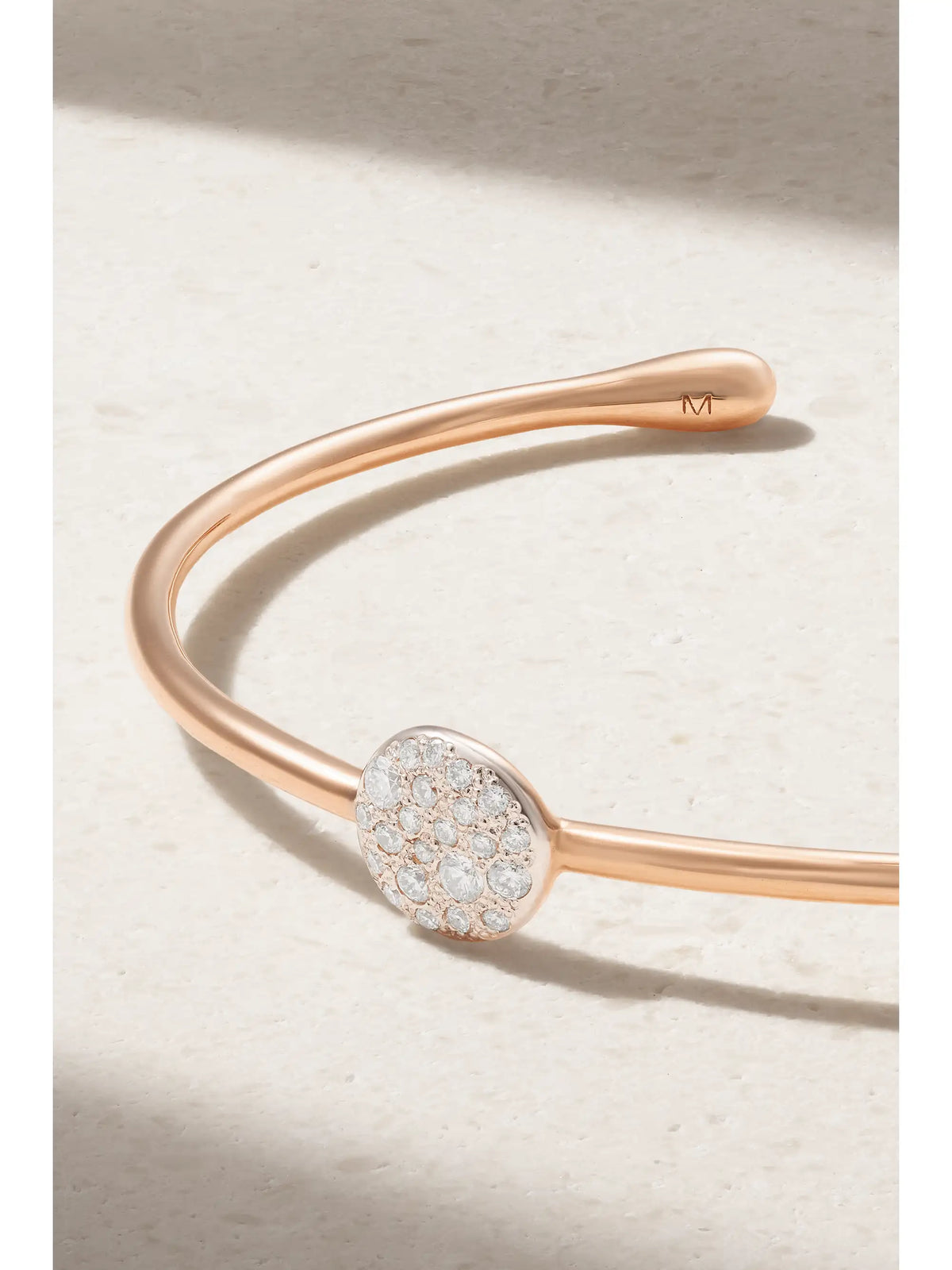 Rhodium-plated 18-karat Rose Gold Diamond Cuff