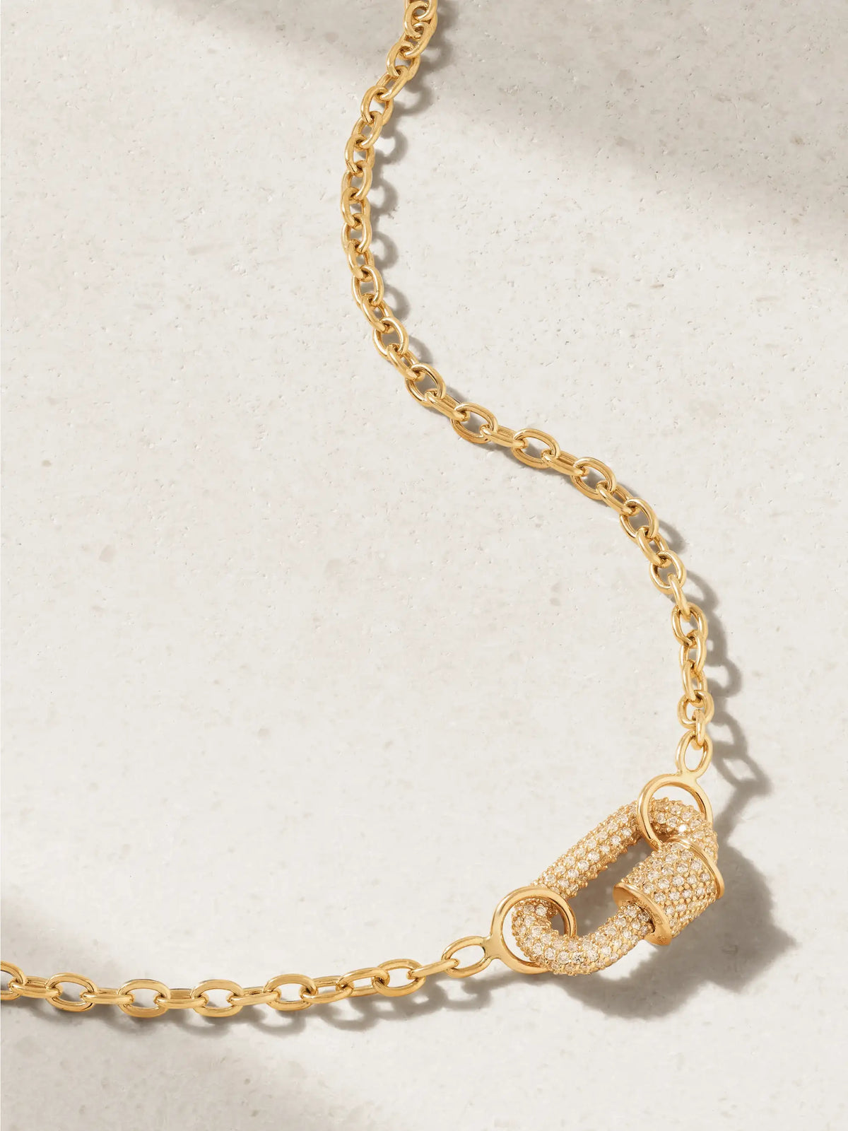 Allstone Chubby Babylock + Pulley Chain 14-karat Gold Diamond Necklace
