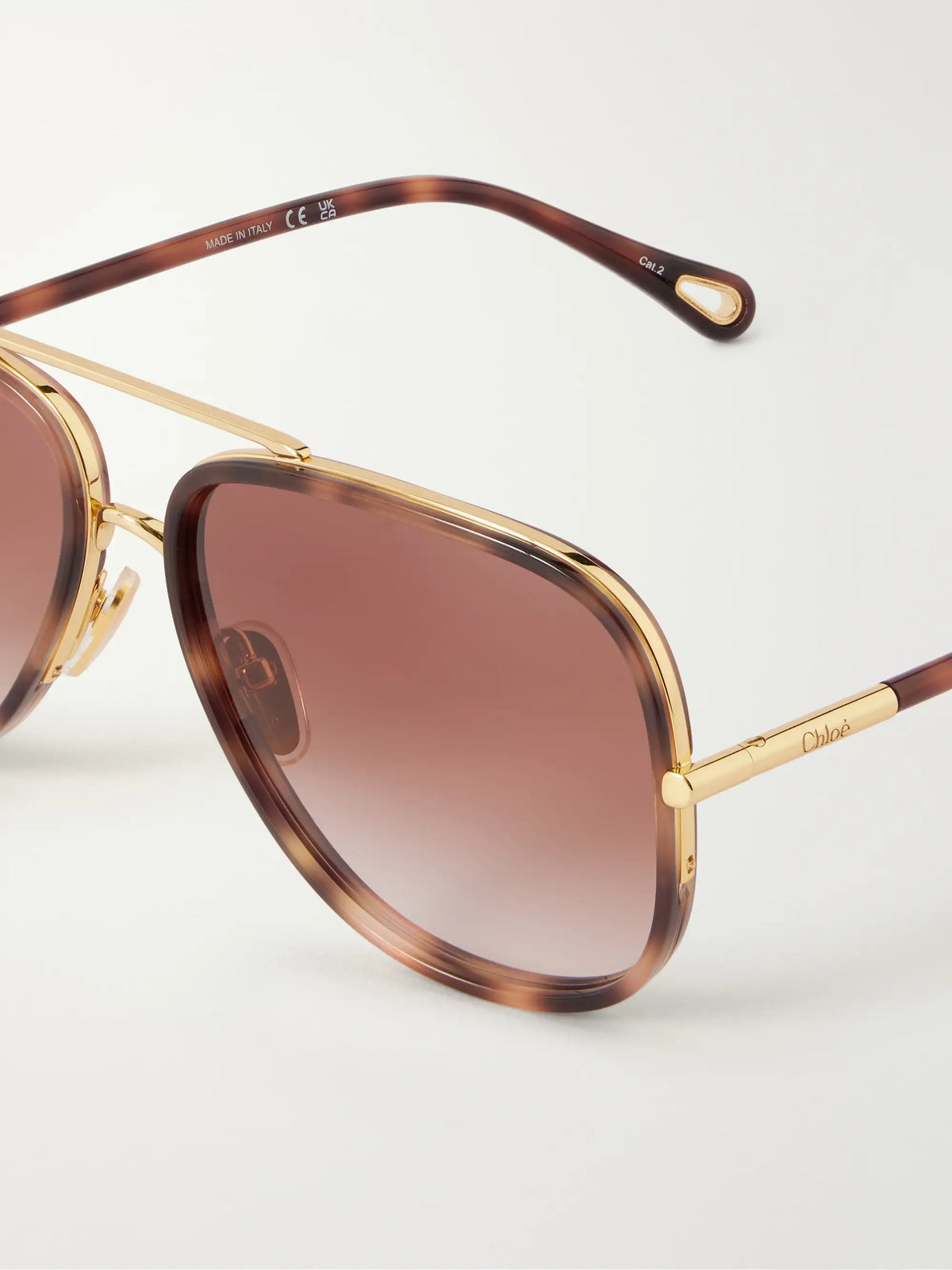 Tubolar Aviator-style Tortoiseshell Acetate Sunglasses