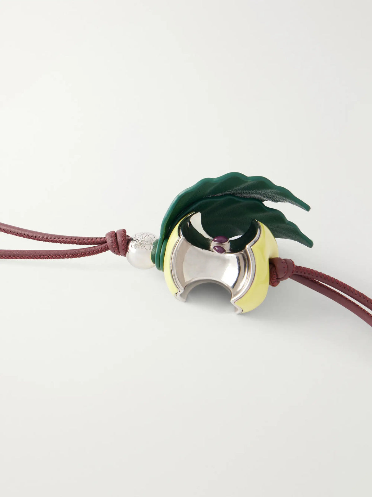 Apple Charm Leather And Silver-tone Bag Charm