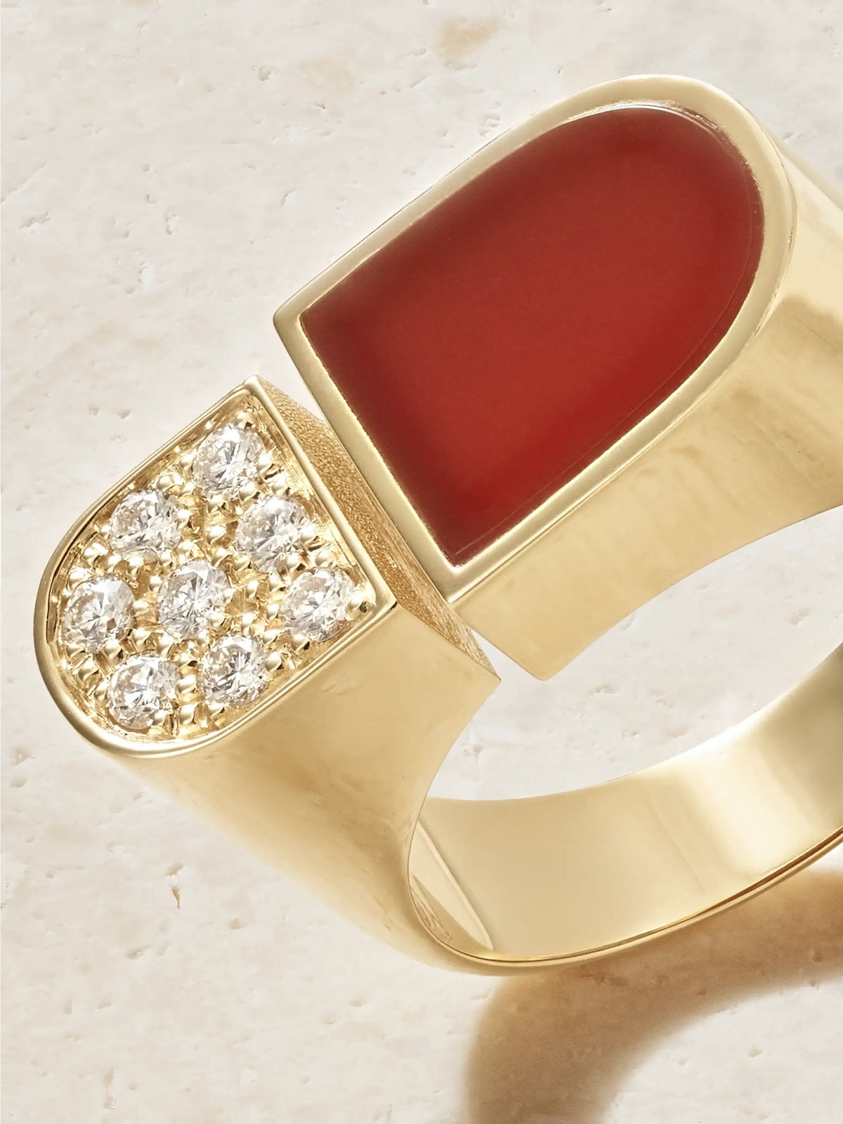 Otto 18-karat Gold, Cornelian And Diamond Ring