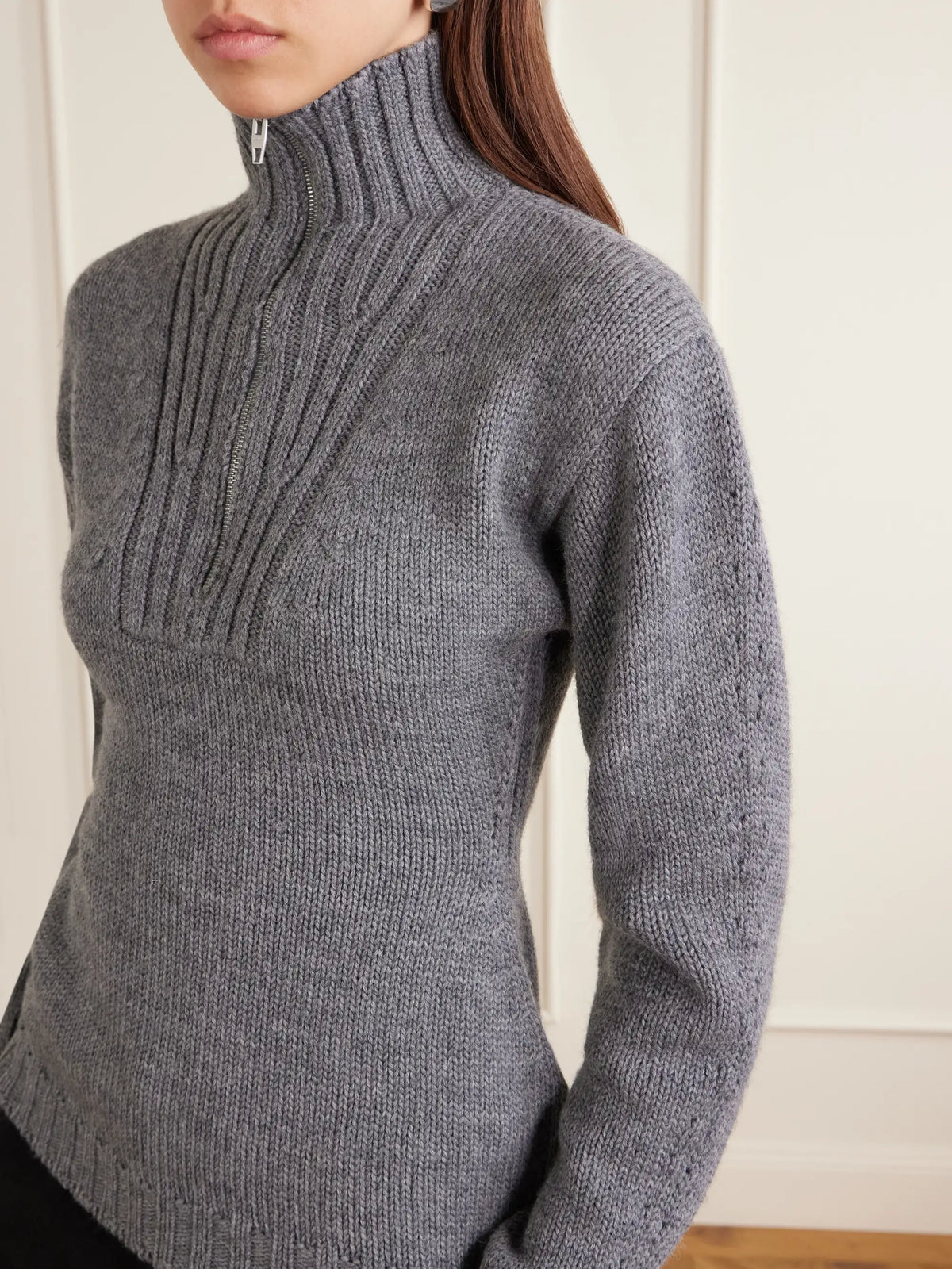 Jil Sander Ribbed-knit Wool Half-zip Turtleneck Sweater