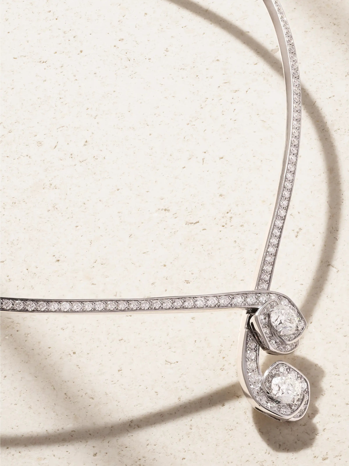 Frozen Kiss Torque 18-karat White Gold Diamond Necklace