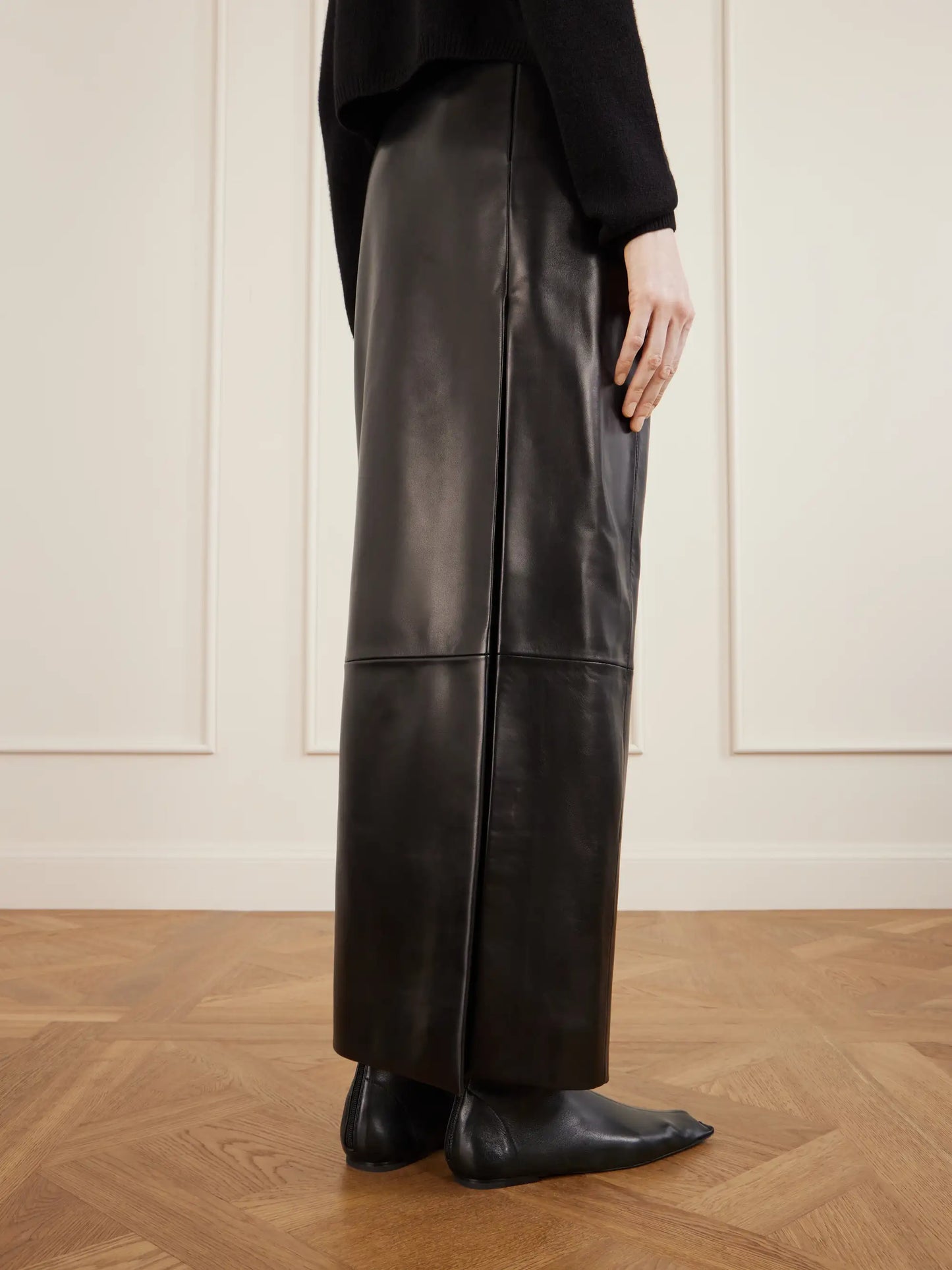 Lyle Leather Midi Skirt