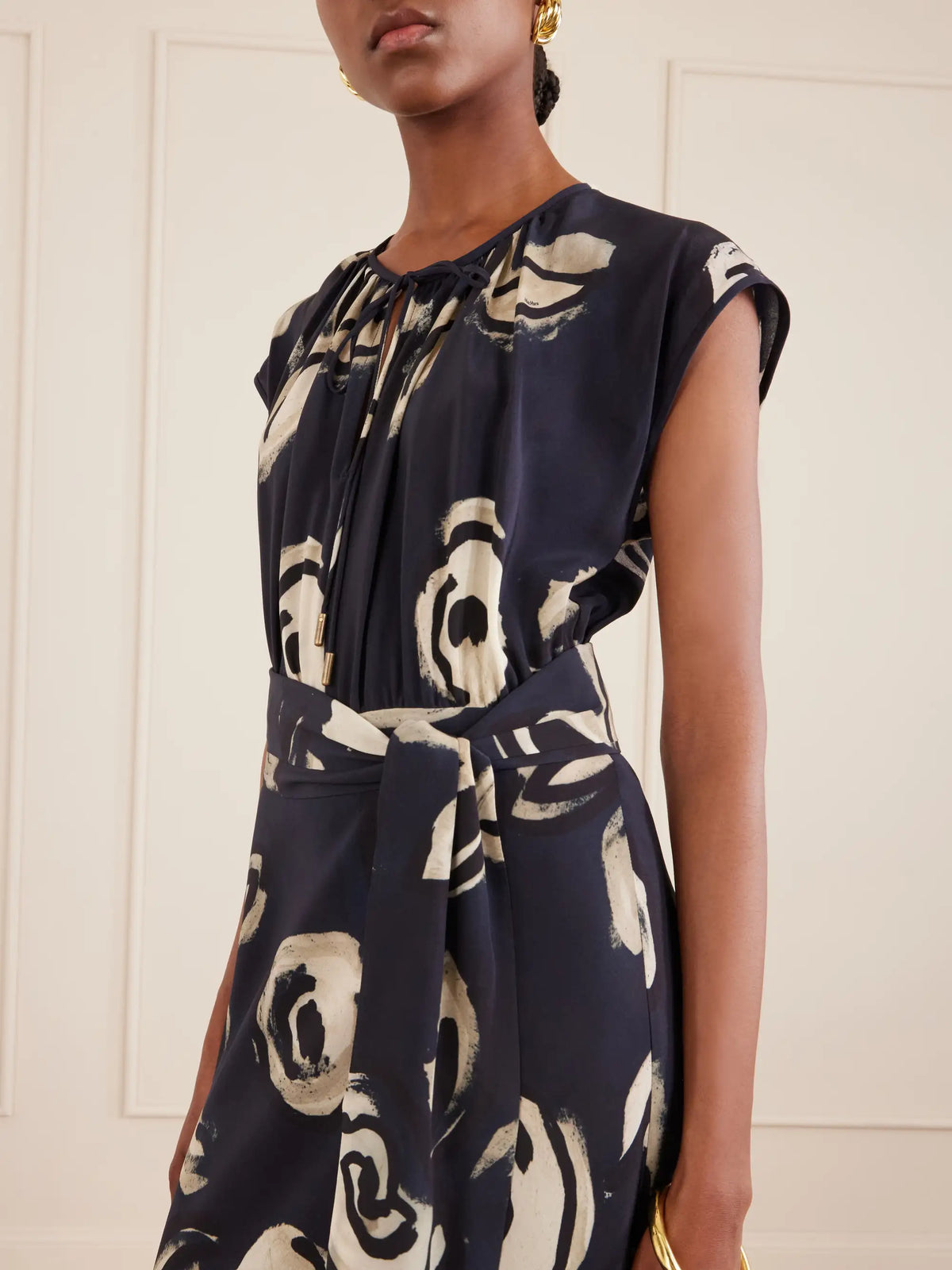 Tie-detailed Silk-chiffon Maxi Dress