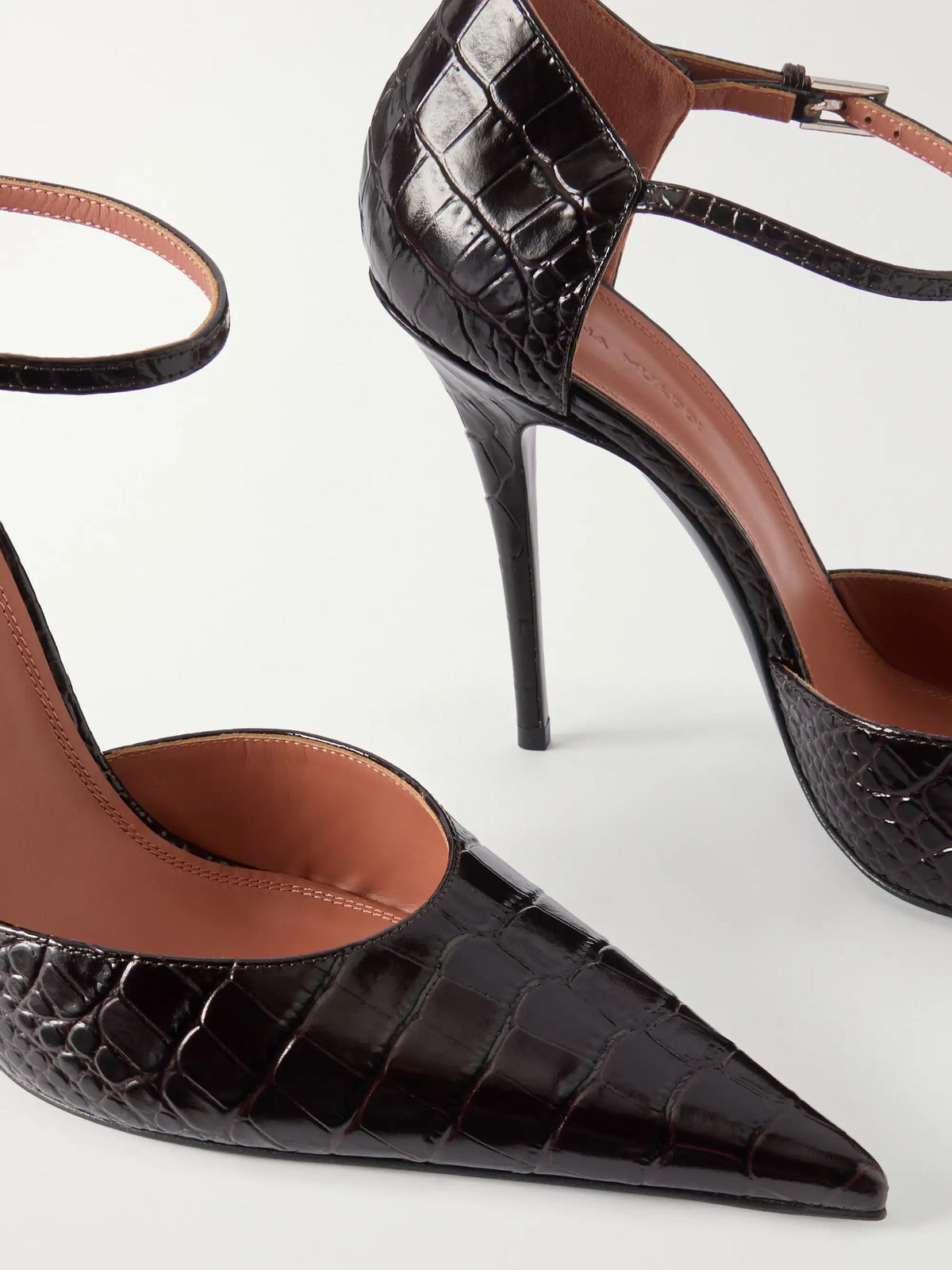 Amina Muaddi Barbara 105 Croc-effect Leather Mary Jane Pumps
