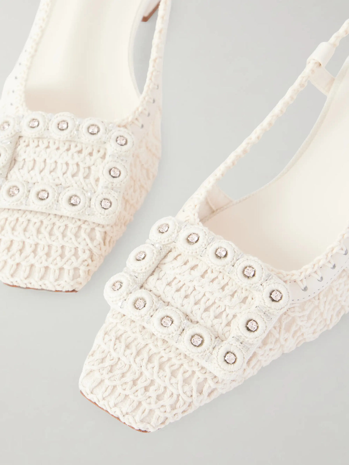 Belle Vivier 45 Leather-trimmed Crochet Pumps