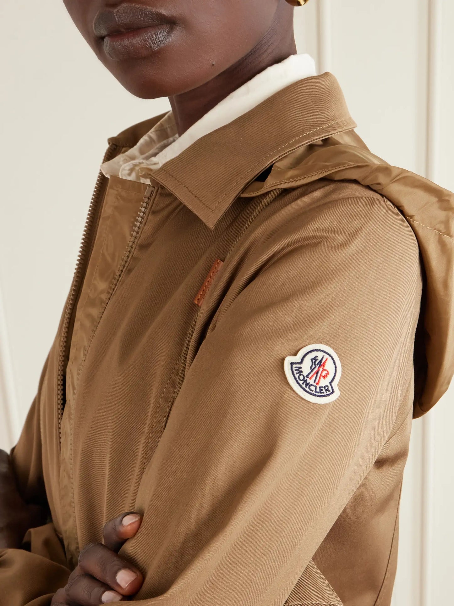 Adenium Cropped Hooded Shell-paneled Gabardine Jacket