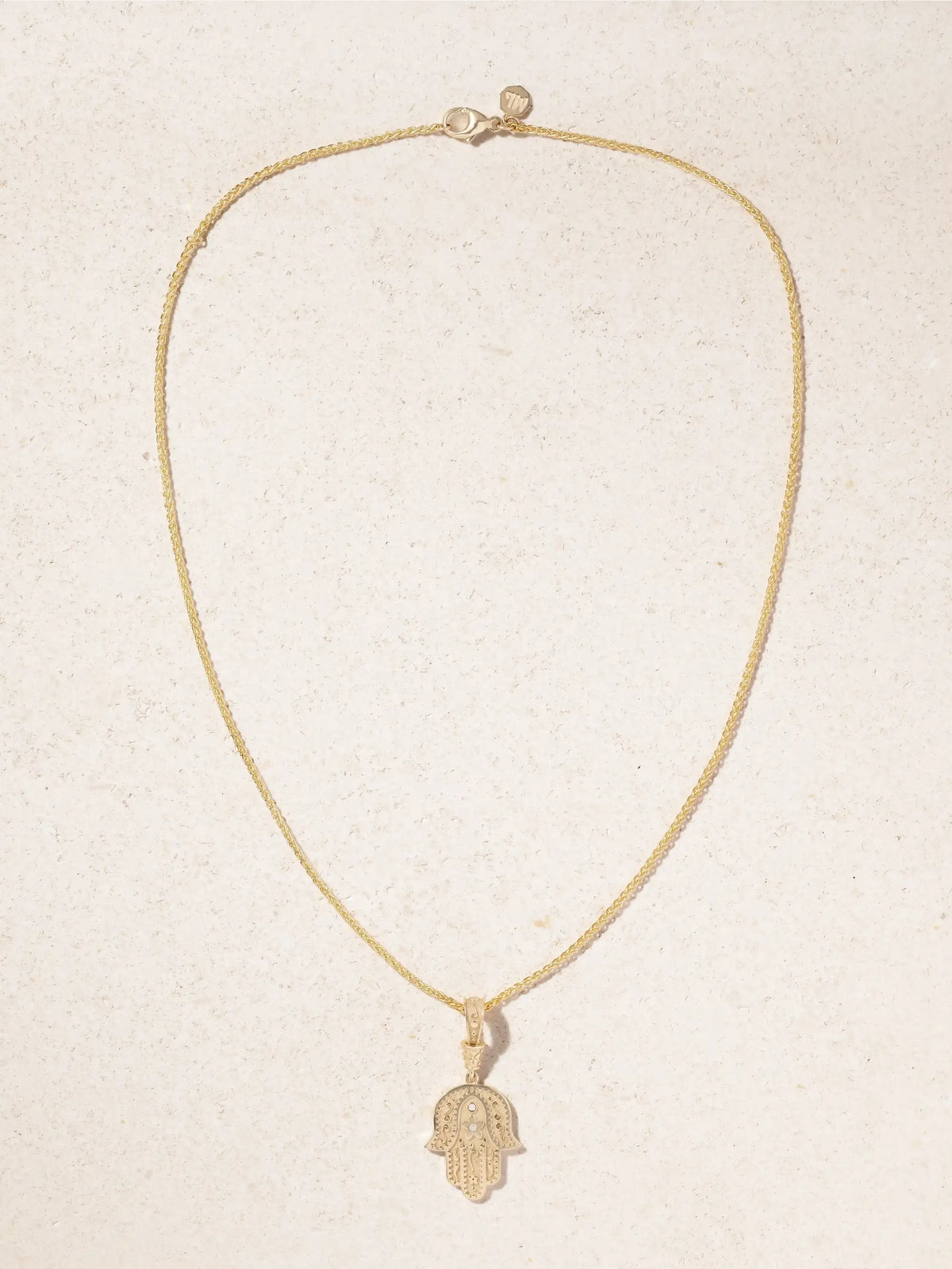 Southwestern Hamsa 14-karat Gold Diamond Necklace