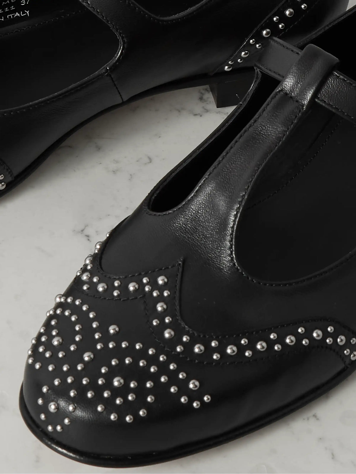 Opal Studded Leather Mary Jane Brogues