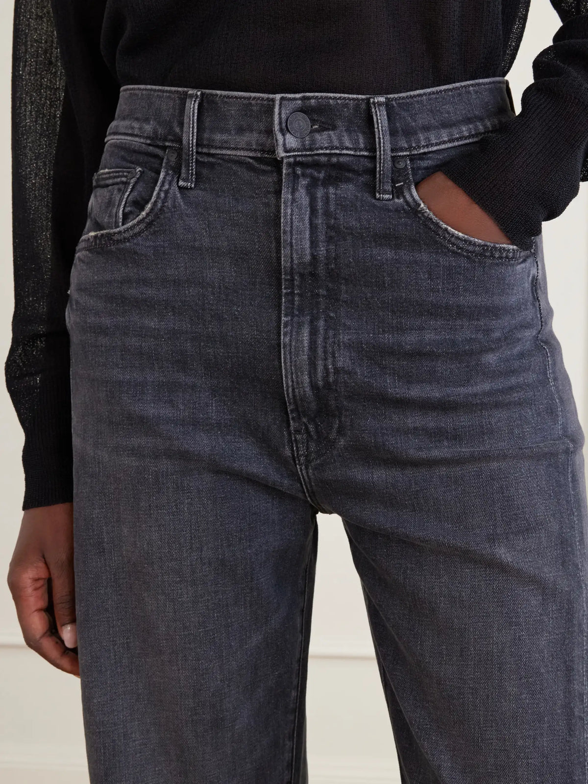 Mother The Half Pipe Ankle Cuff Fray High-rise Barrel-leg Jeans