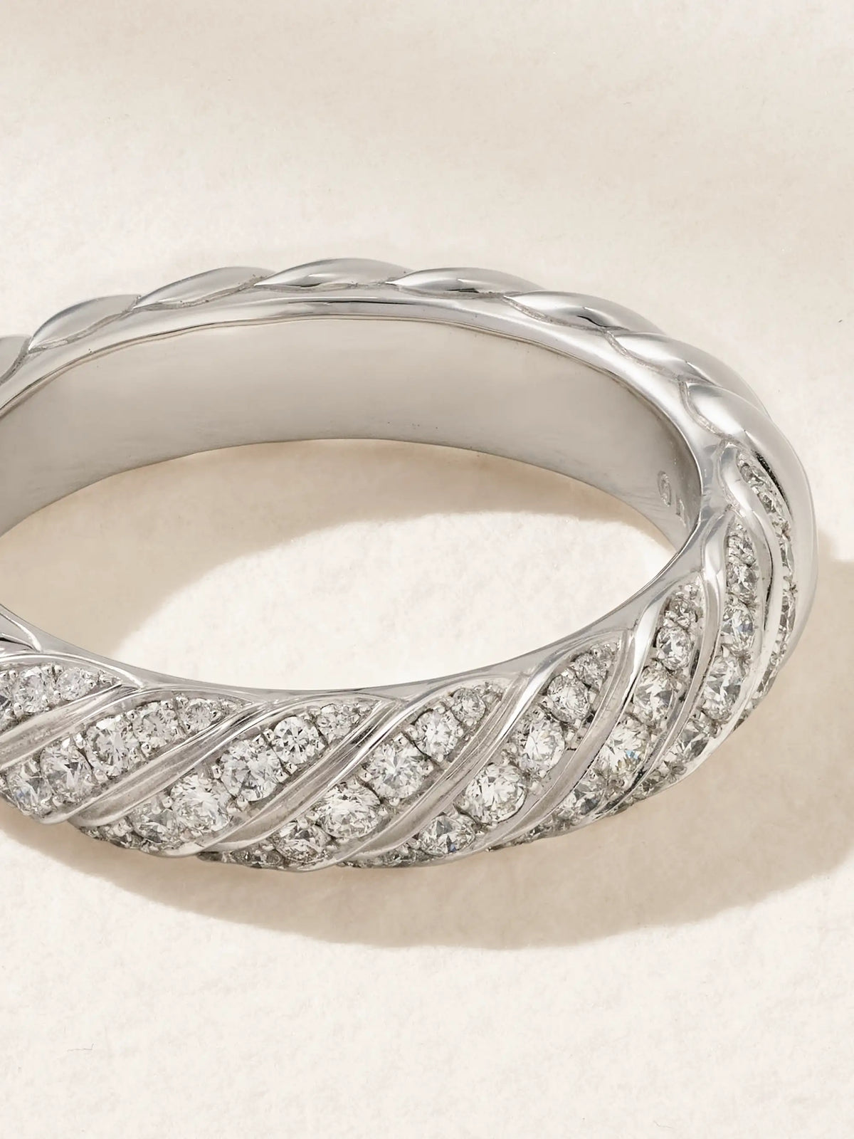 Sculpted Cable 18-karat White Gold Diamond Ring