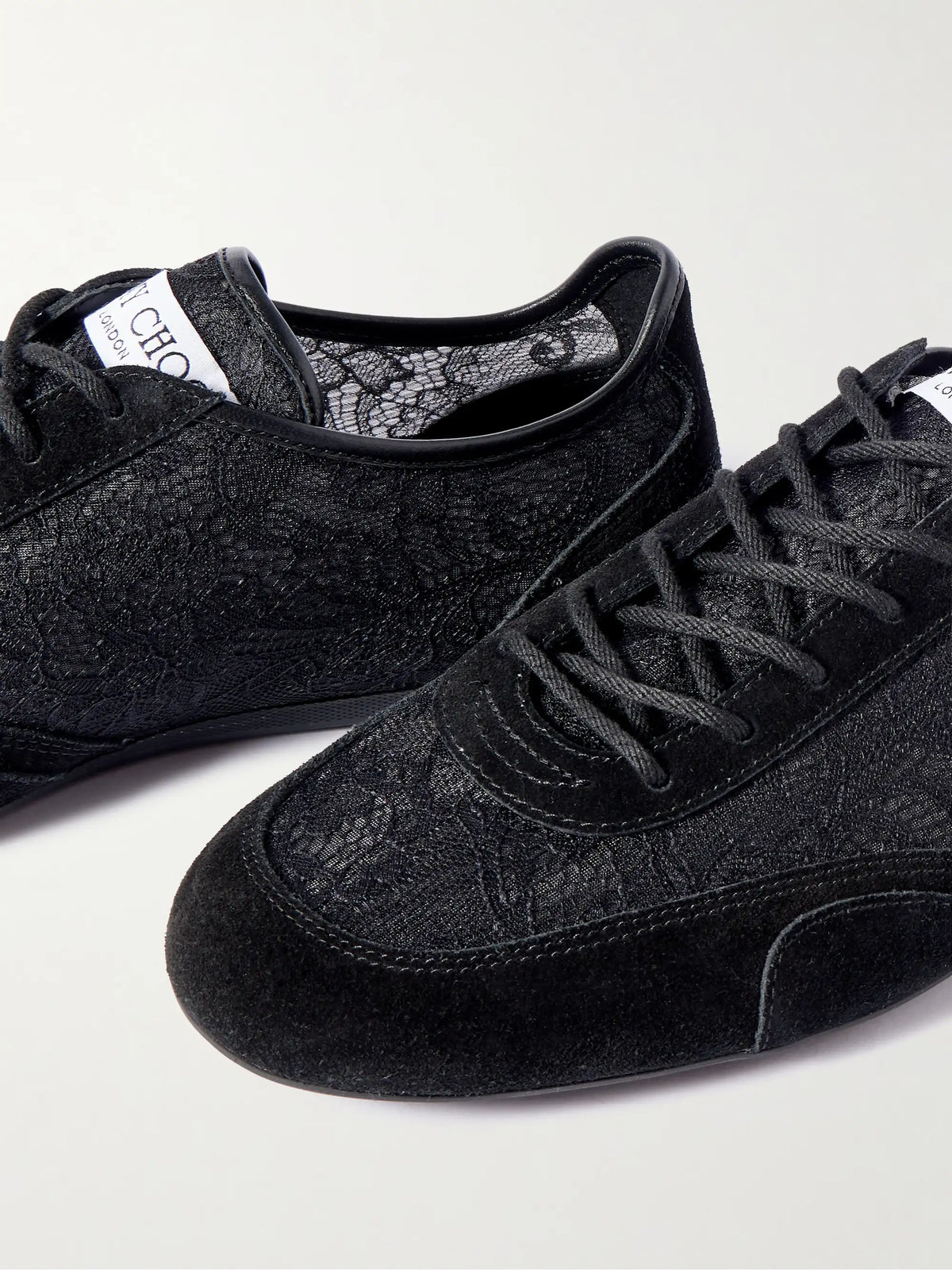 Sunny Leather-trimmed Suede And Lace Sneakers