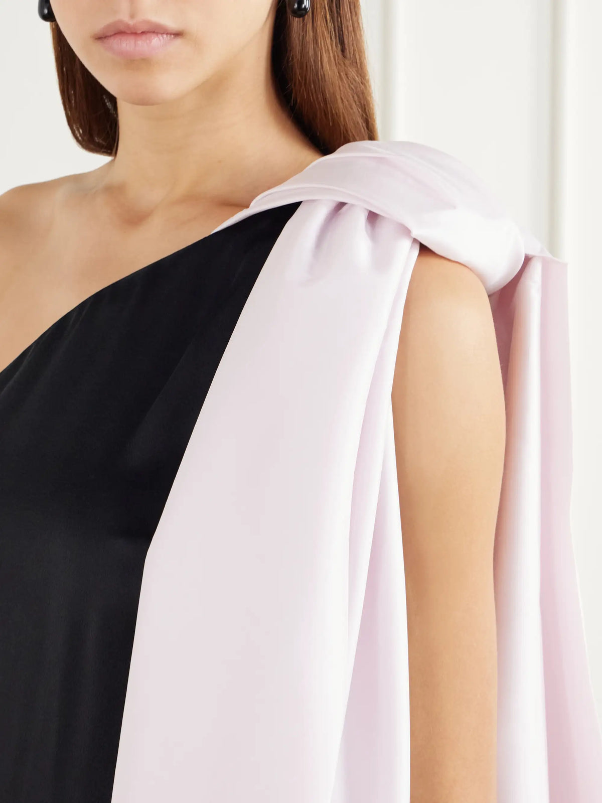BERNADETTE Ross Two-tone One-shoulder Satin Gown