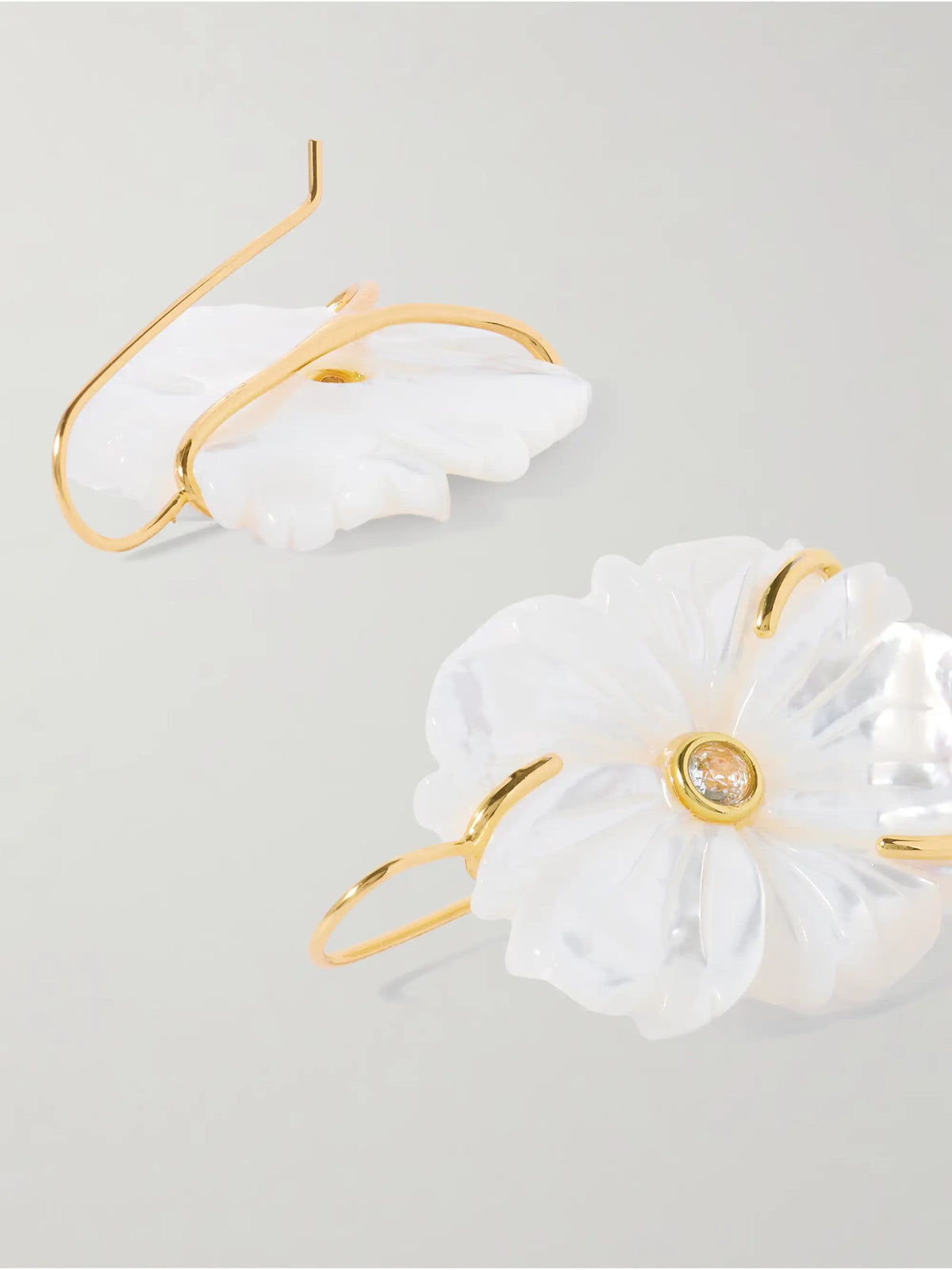 New Bloom Gold-plated, Mother-of-pearl And Topaz Earrings