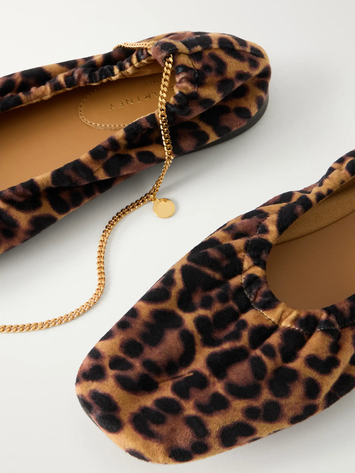 Embellished Leopard-print Velvet Ballerina Flats