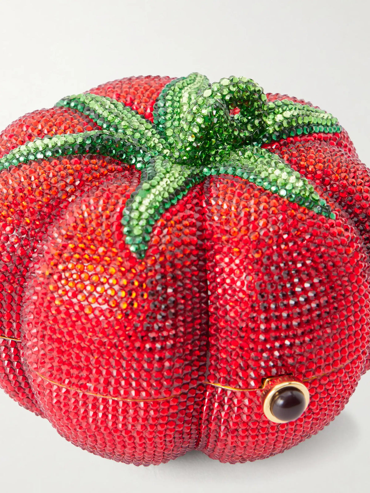 Tomato Crystal-embellished Gold-tone Clutch