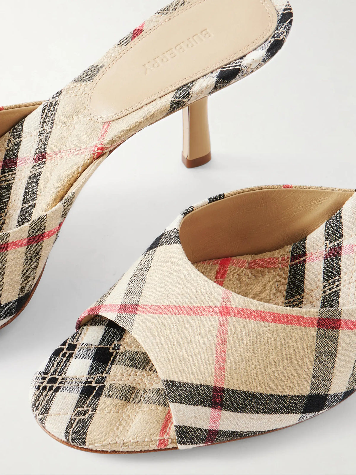 Checked Canvas Mules