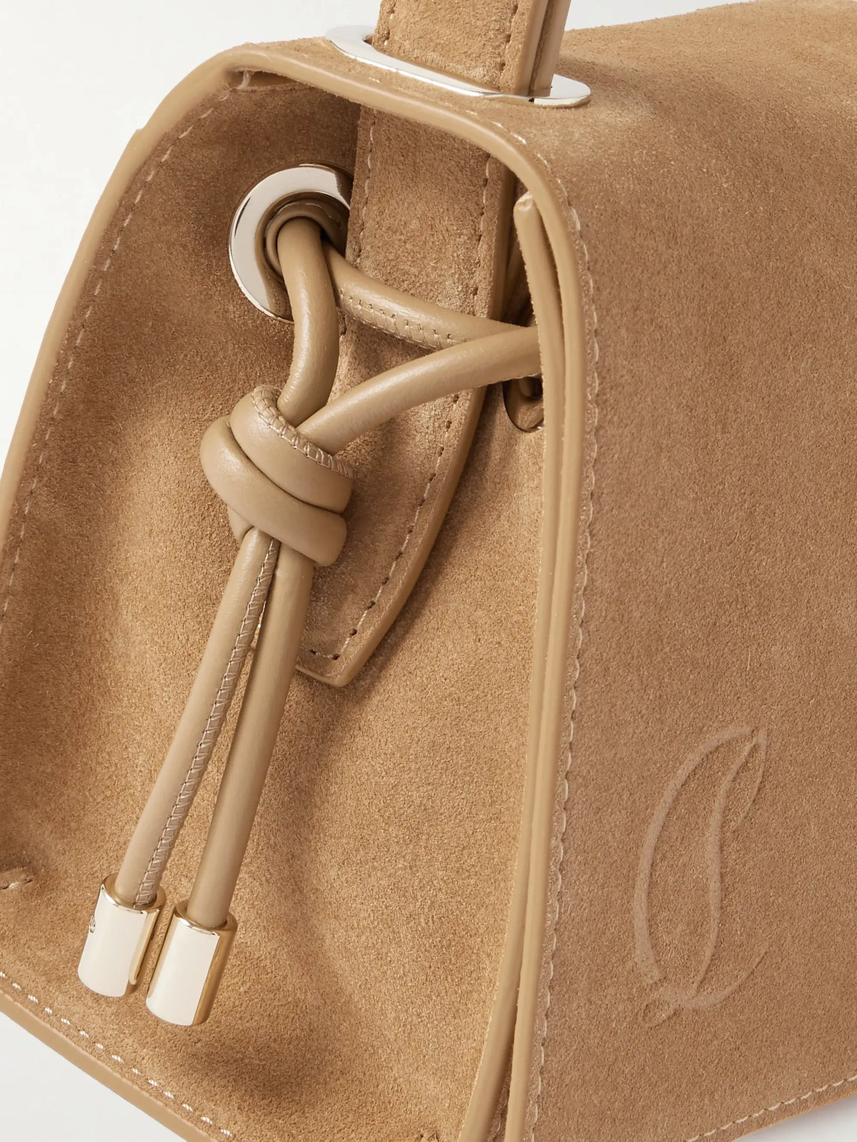 Baggy Small Logo-debossed Suede Shoulder Bag