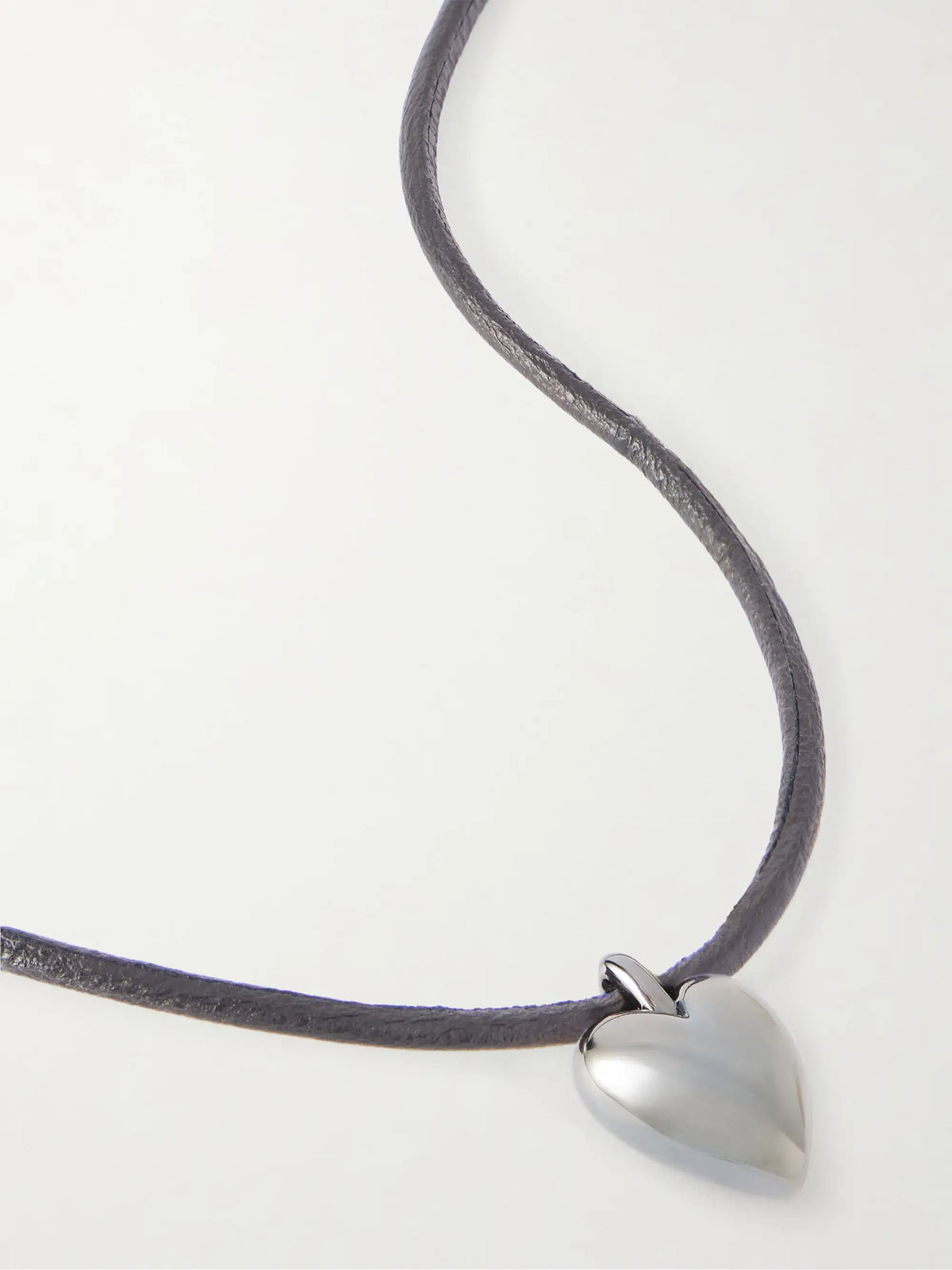Puffy Heart Silver-plated And Leather Choker