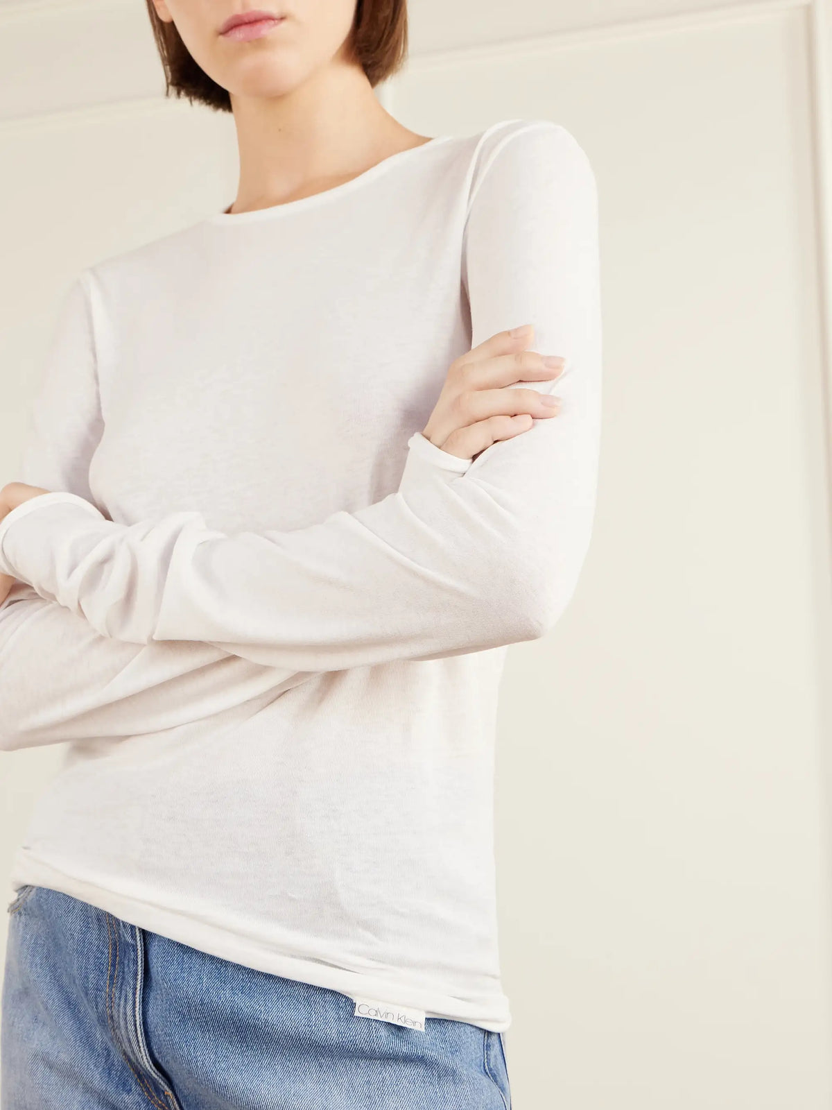 Calvin Klein Collection Gardénia Cotton-jersey T-shirt